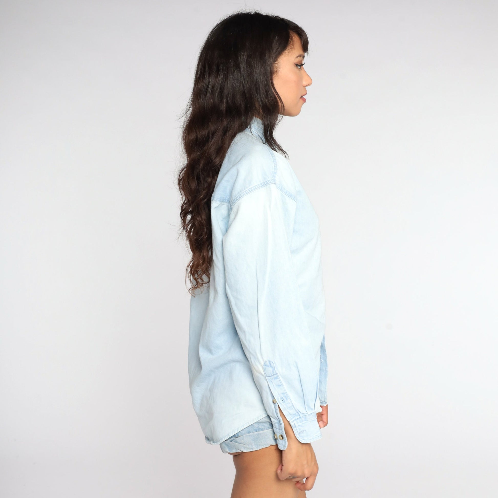 90s Phoenix Suns NBA Denim Button-Up Blouse Blue Small S
