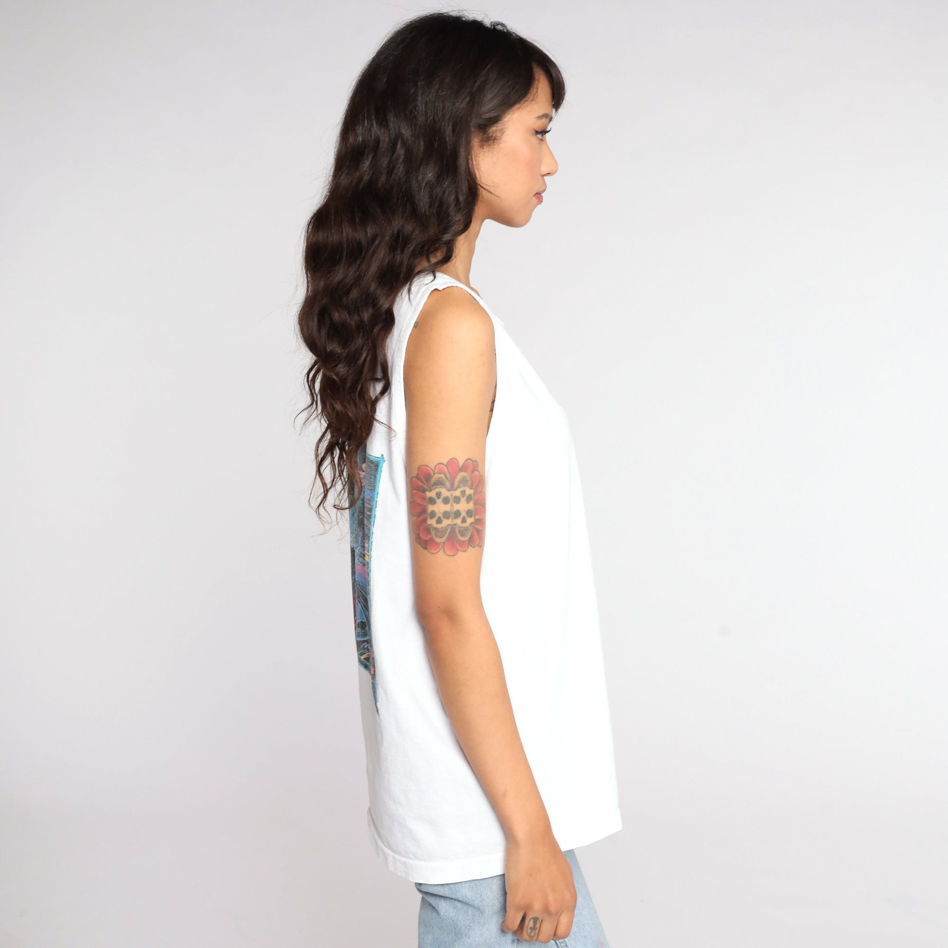 90s Maui Whale Watchers Association Tank Top Graphic Sleeveless Tee White Large