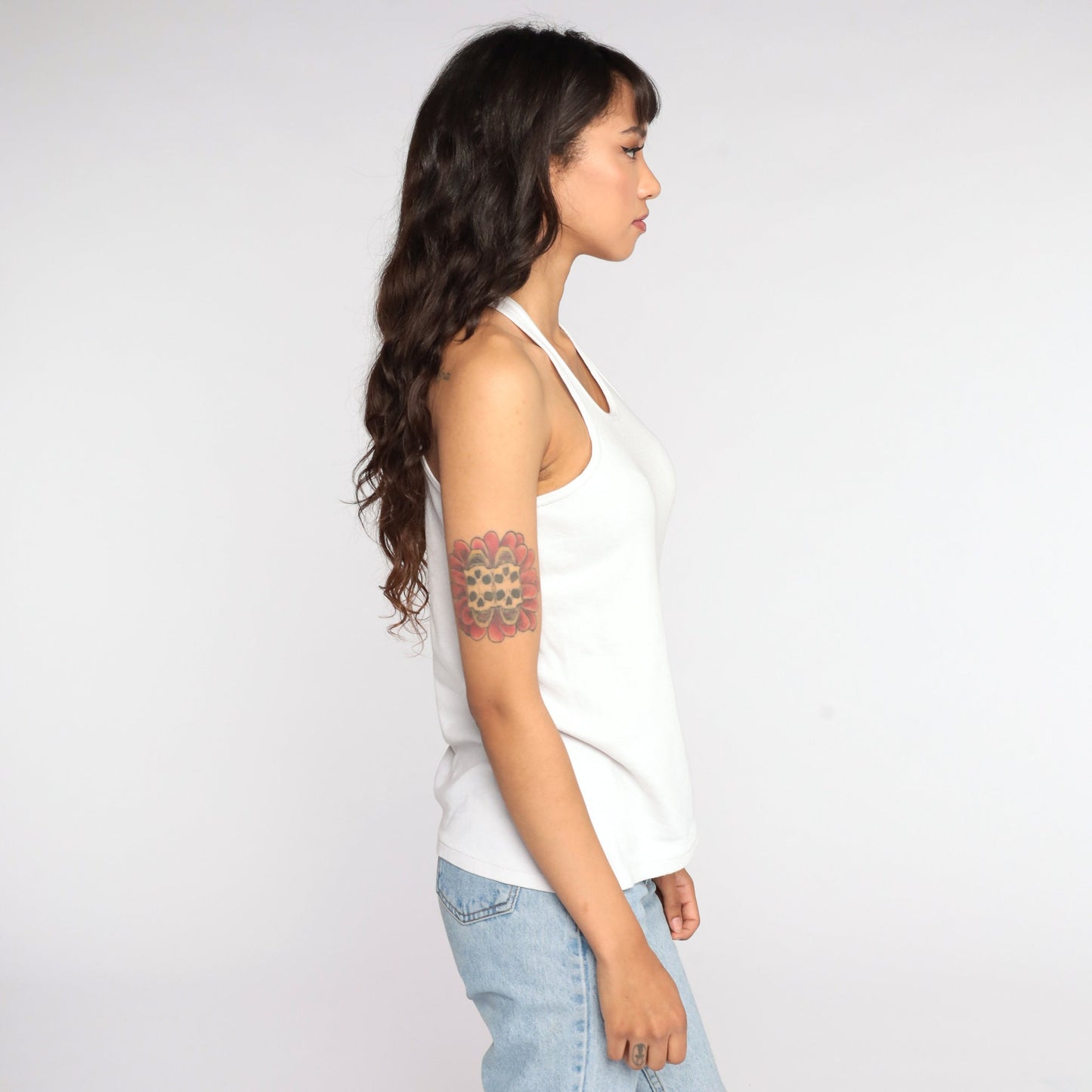 90s Plain White Cotton Tank Top Unisex Medium