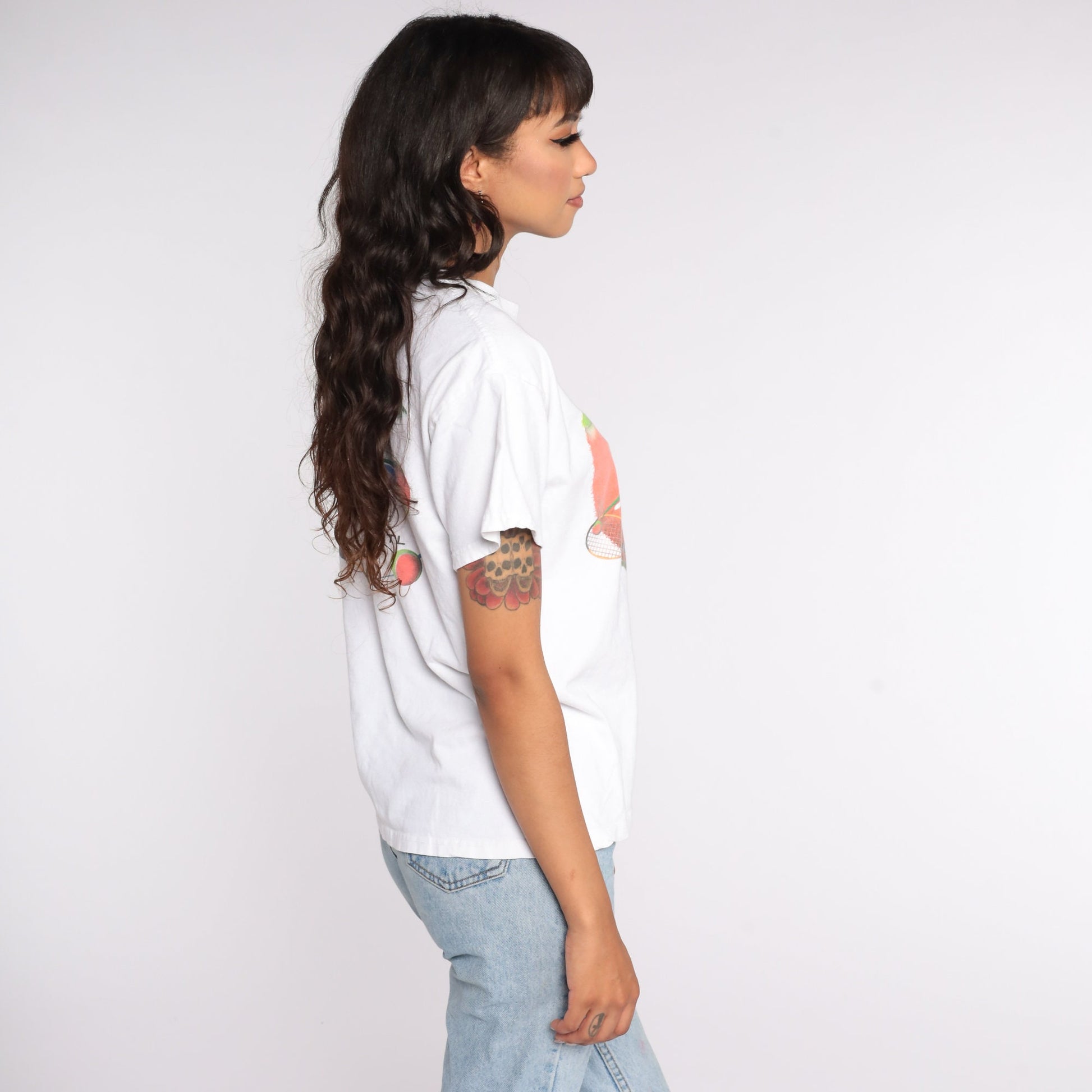 90s LA84 Love Tennis Graphic T-Shirt Cotton Athletic Tee Medium
