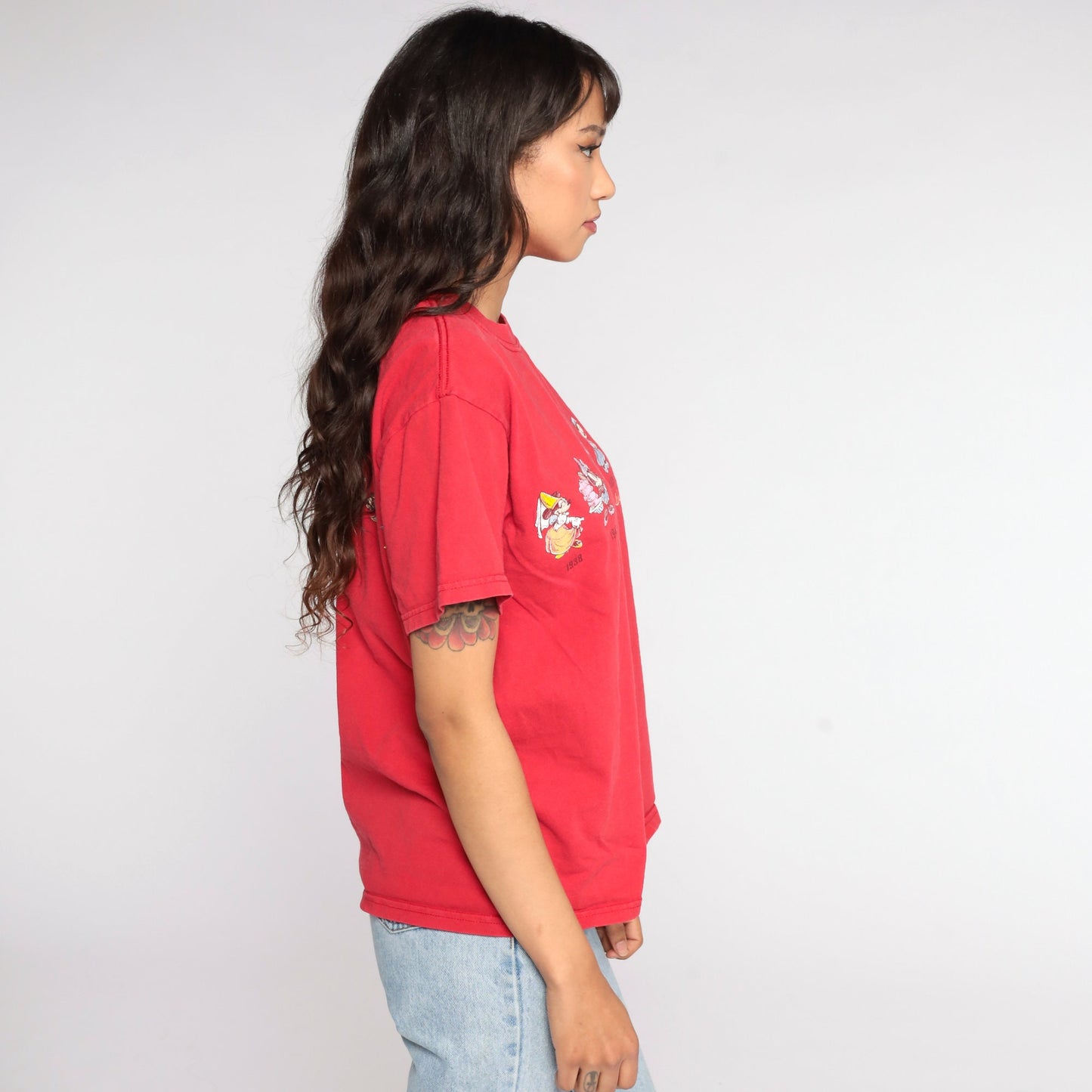 90s Minnie Mouse Walt Disney Graphic T-Shirt Red Cotton Small