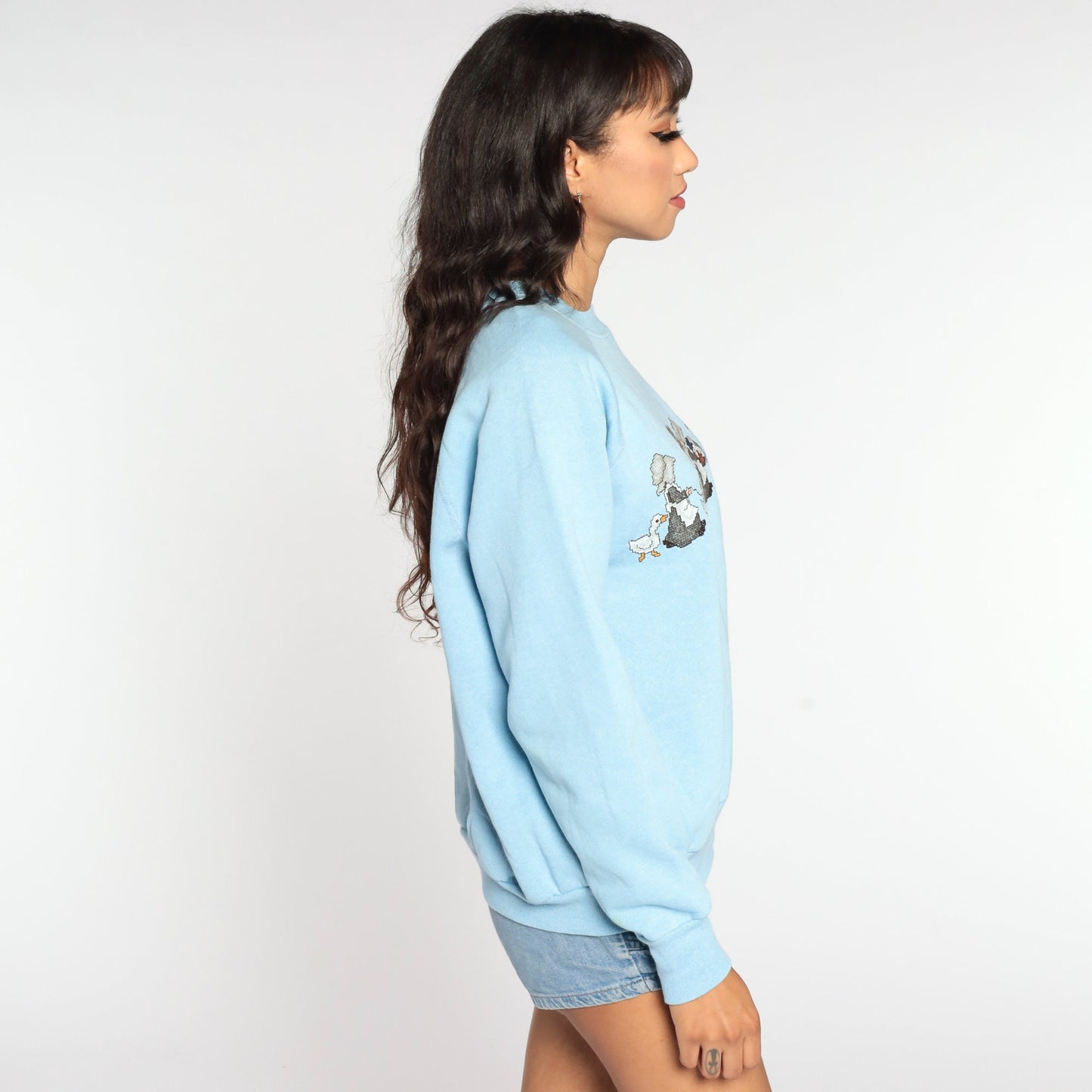 80s Pannill Goose Graphic Sweatshirt Baby Blue Crewneck Large