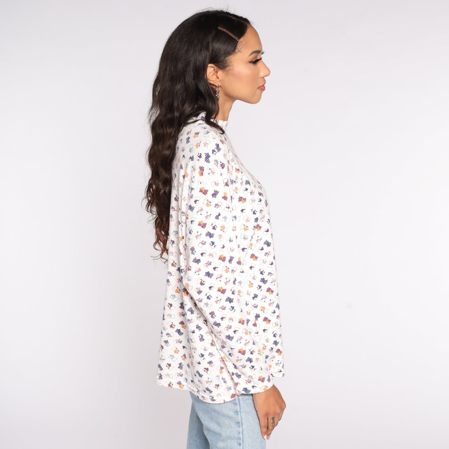 90s Puppy Dog All Over Print Long Sleeve T-Shirt White Extra Extra Large XXL