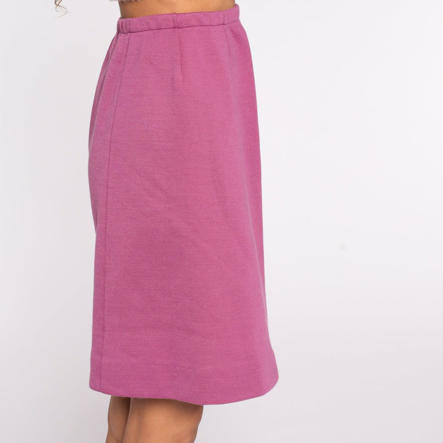 70s Purple Wool Blend Knee-Length Skirt High Waisted A-Line Small
