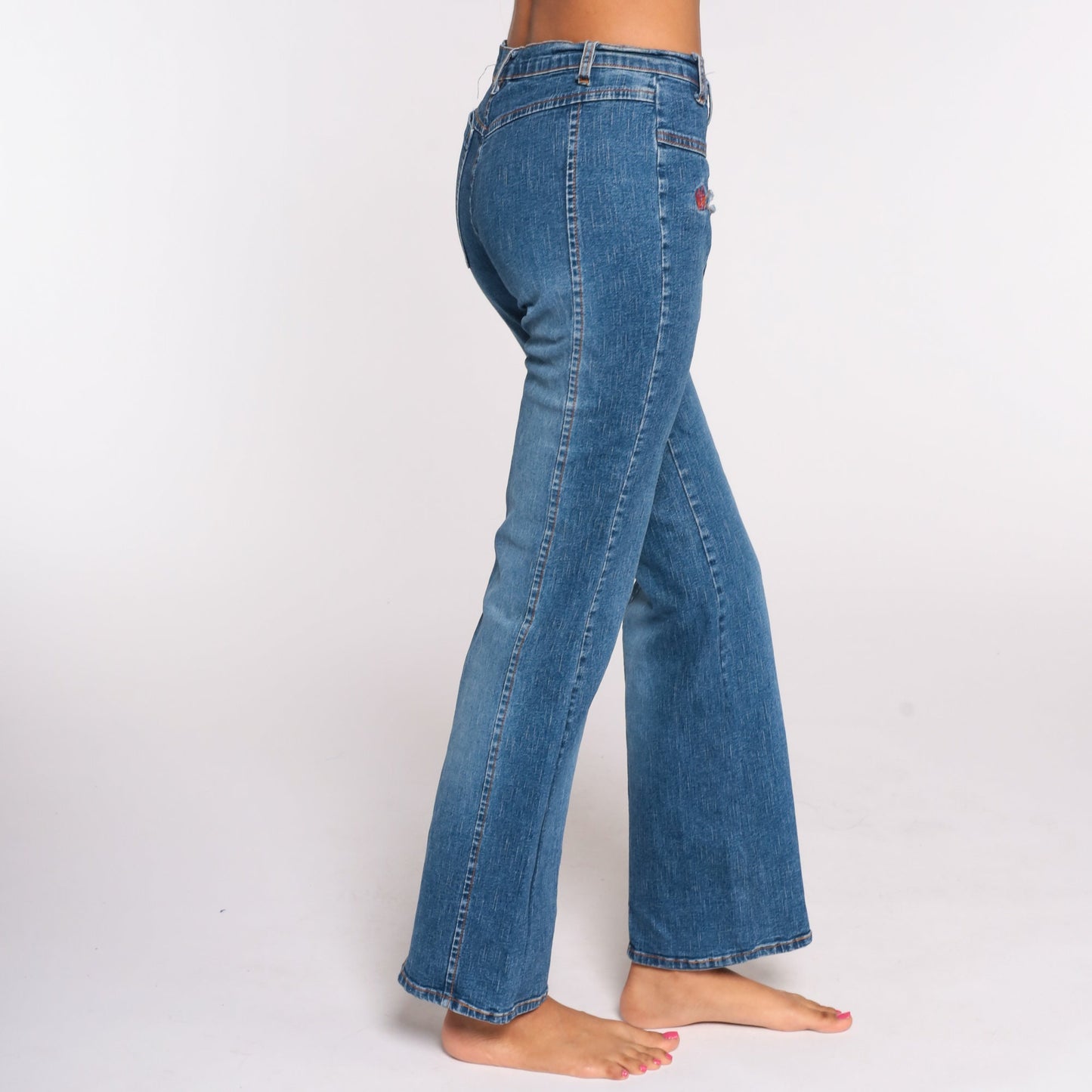 Y2K Low Rise Flare Jeans Blue Denim Spandex Extra Small XS