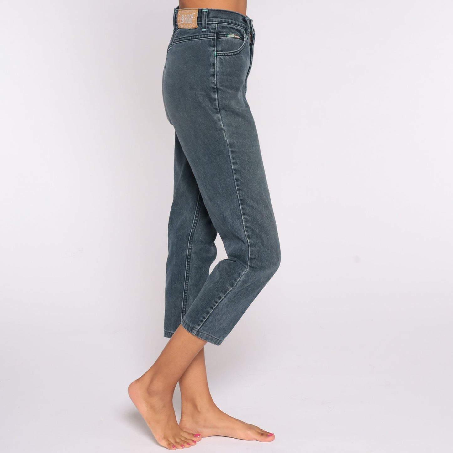 90s Lee Black Tapered High-Waist Denim Jeans Small 26