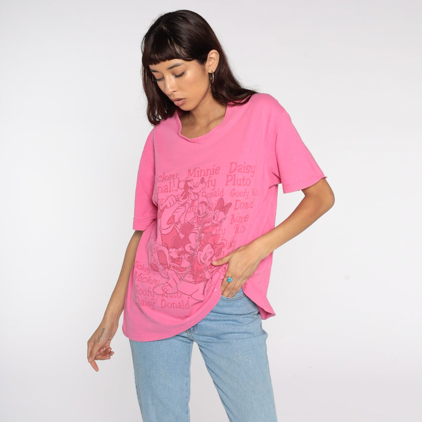 90s Disney Mickey Minnie Donald Duck Graphic T-Shirt Pink Extra Large XL