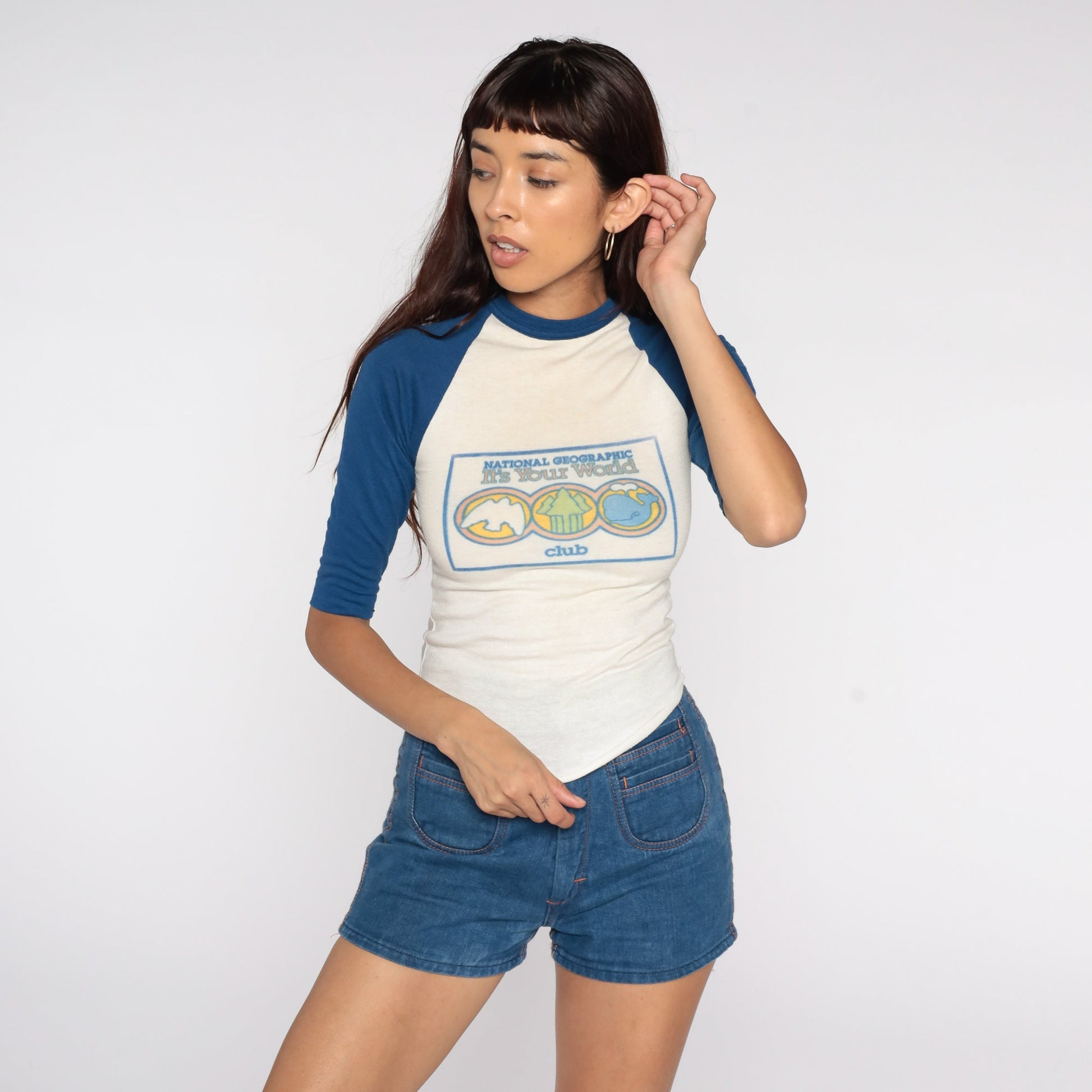 70s National Geographic Ringer T-Shirt Graphic Bird Nature Print XXS