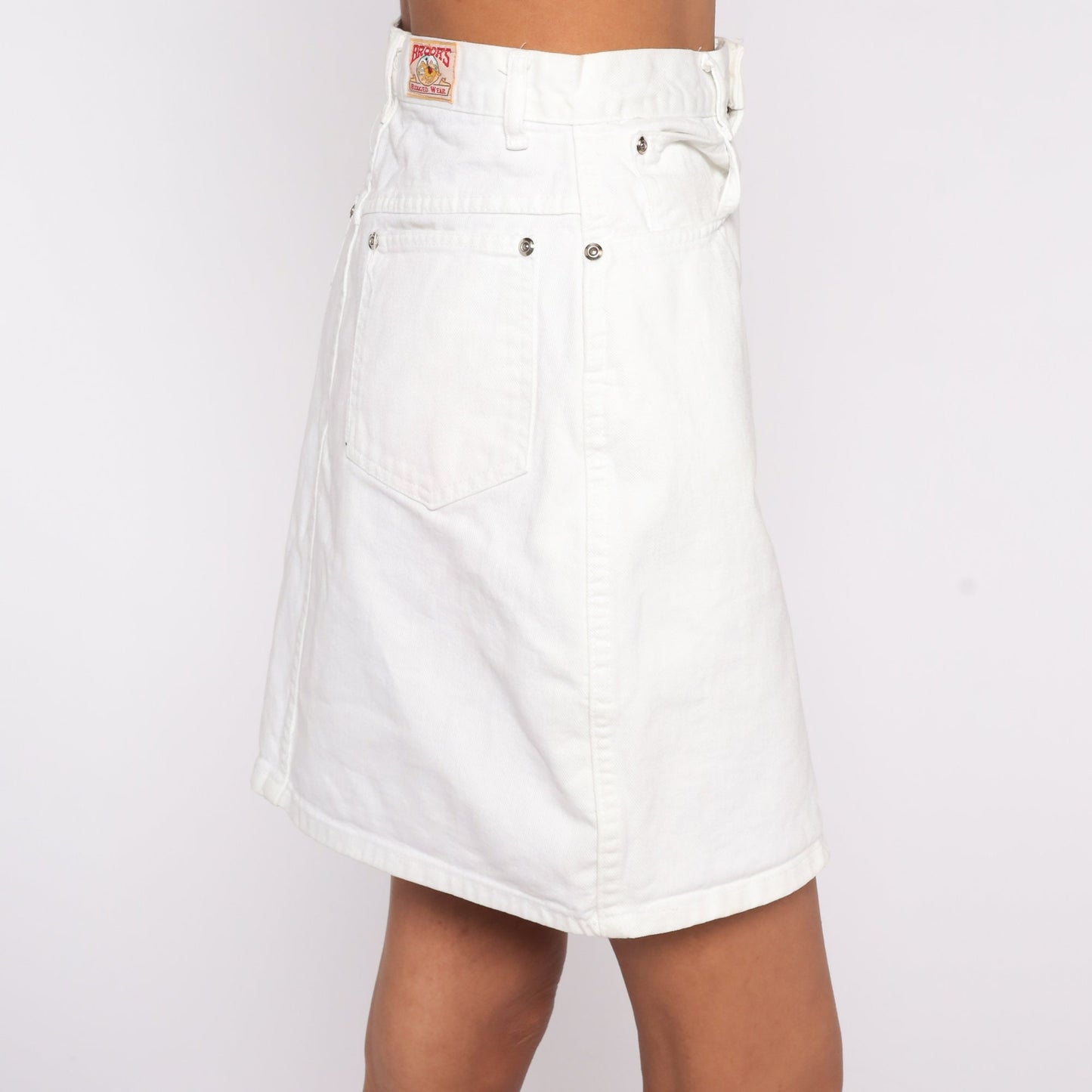 80s White Denim Mini Skirt High Waisted Jean Pencil Small