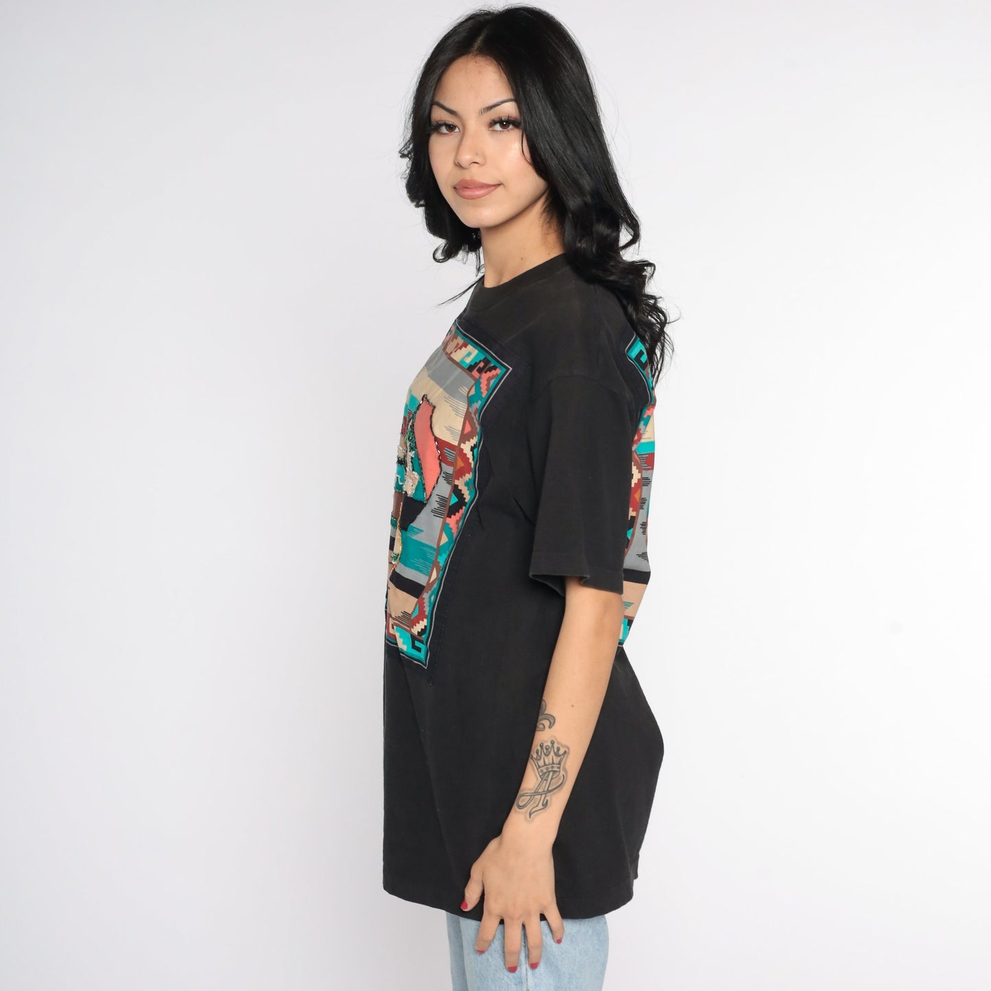 90s Southwestern Pottery Graphic T-Shirt Cotton Large