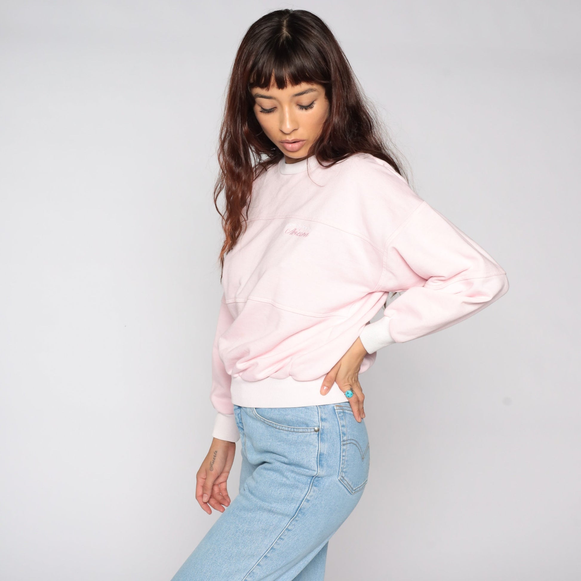 80s Arizona Sweatshirt Baby Pink Crewneck Long Sleeve Medium