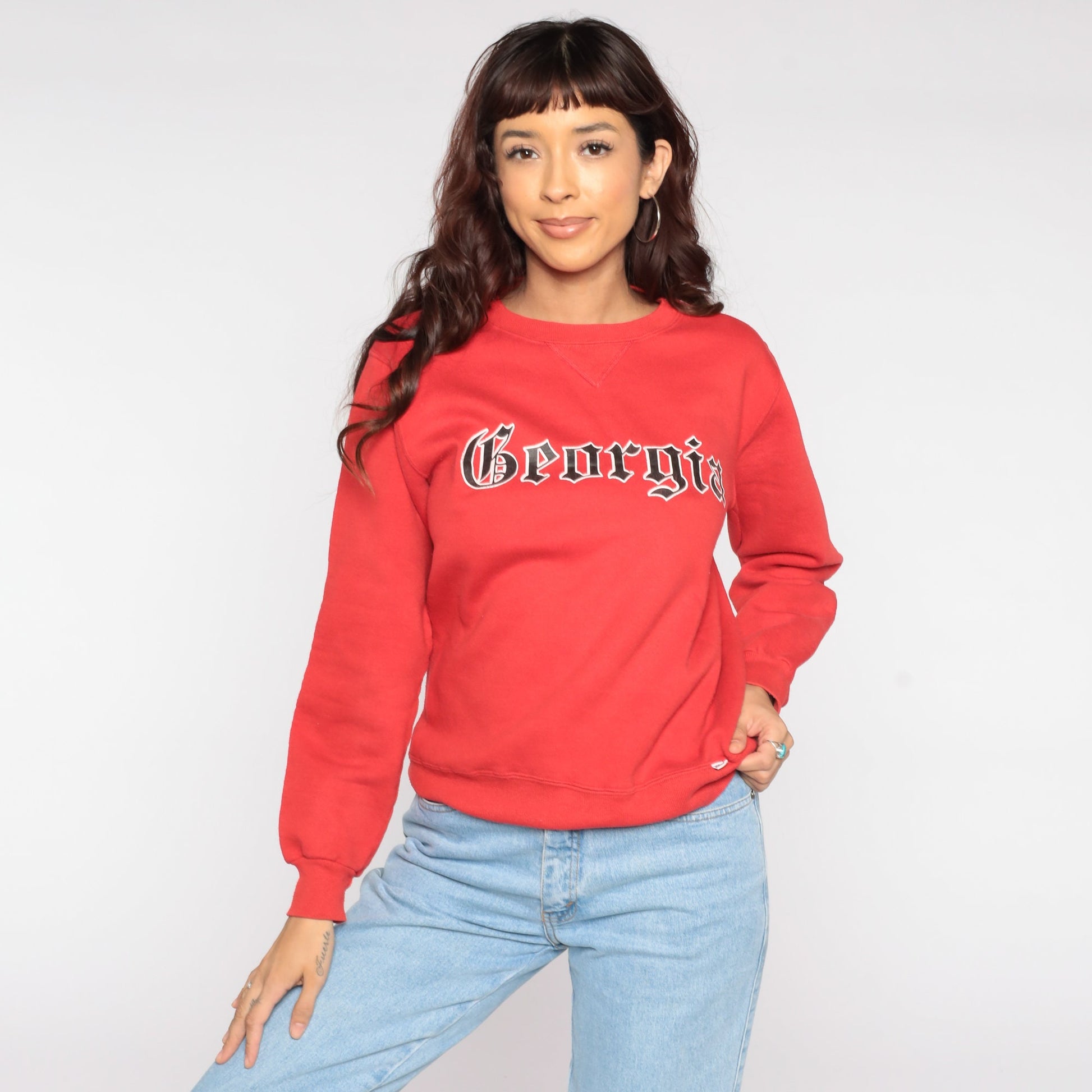 80s Russell University of Georgia Sweatshirt Red Graphic Crewneck Extra Small