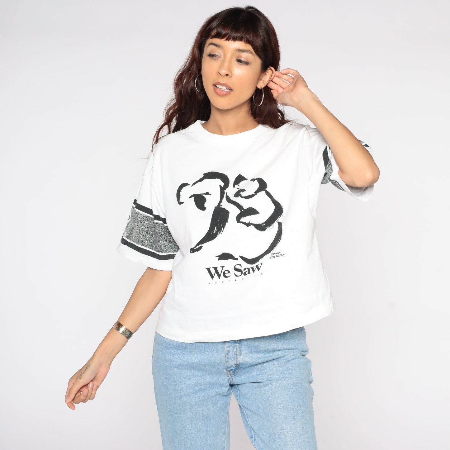 90s Koala Australia Wildlife Graphic T-Shirt Black White Small
