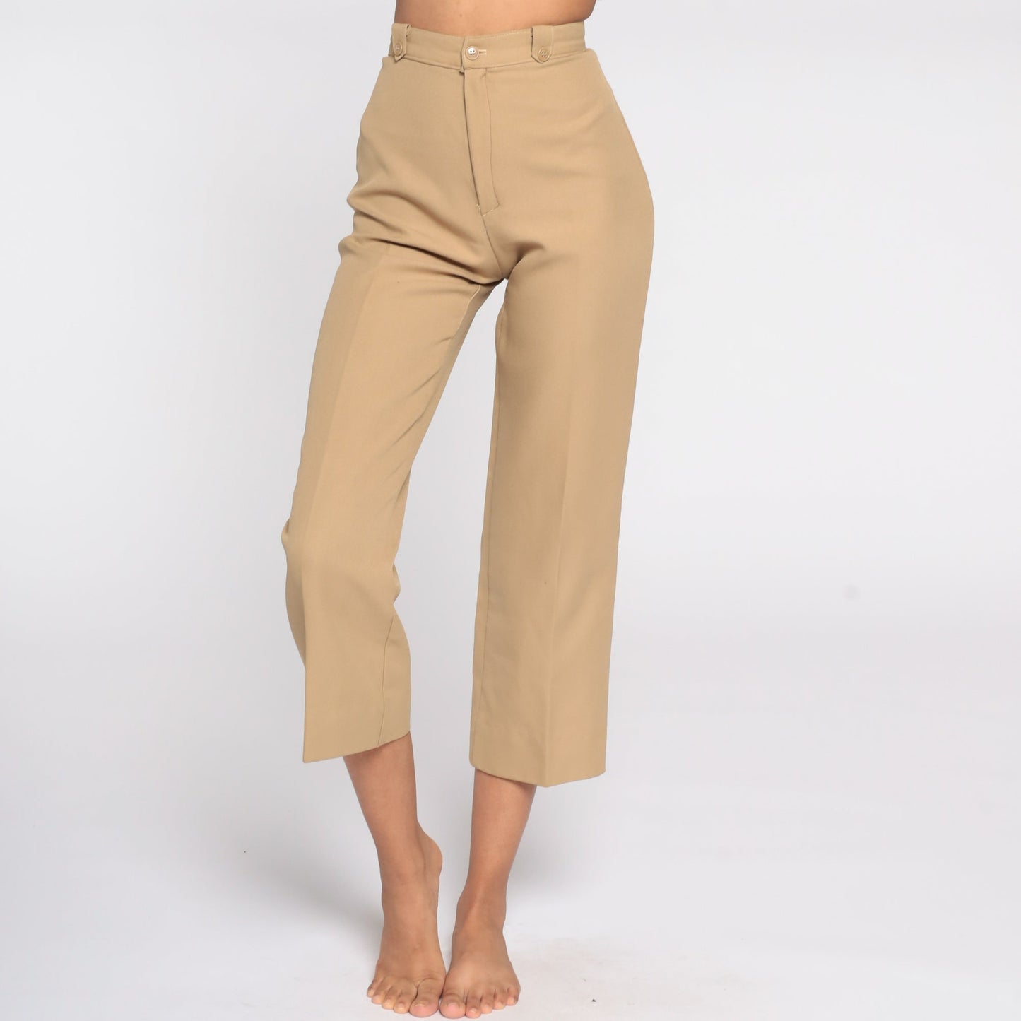 70s Tan High-Rise Straight Leg Pants Cropped Extra Small
