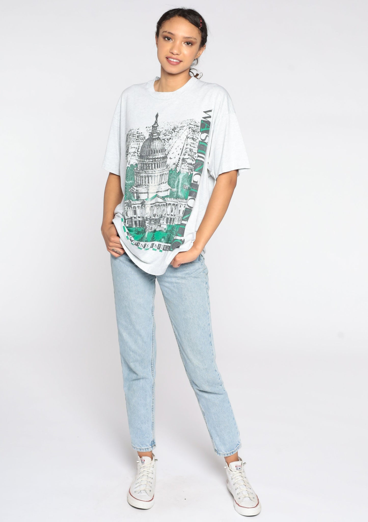 90s Washington DC Capitol Building Graphic T-Shirt Distressed Extra Large