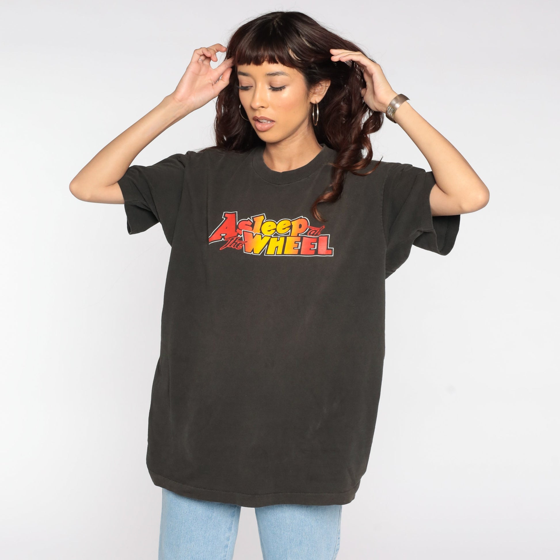 80s Asleep at the Wheel Band Tour T-Shirt Black Cotton Extra Large XL
