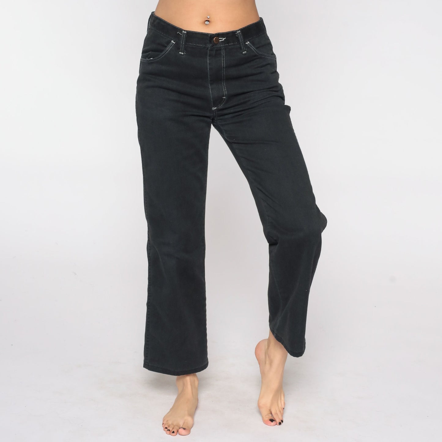 80s Maverick Black Denim High Waisted Straight Leg Jeans Medium