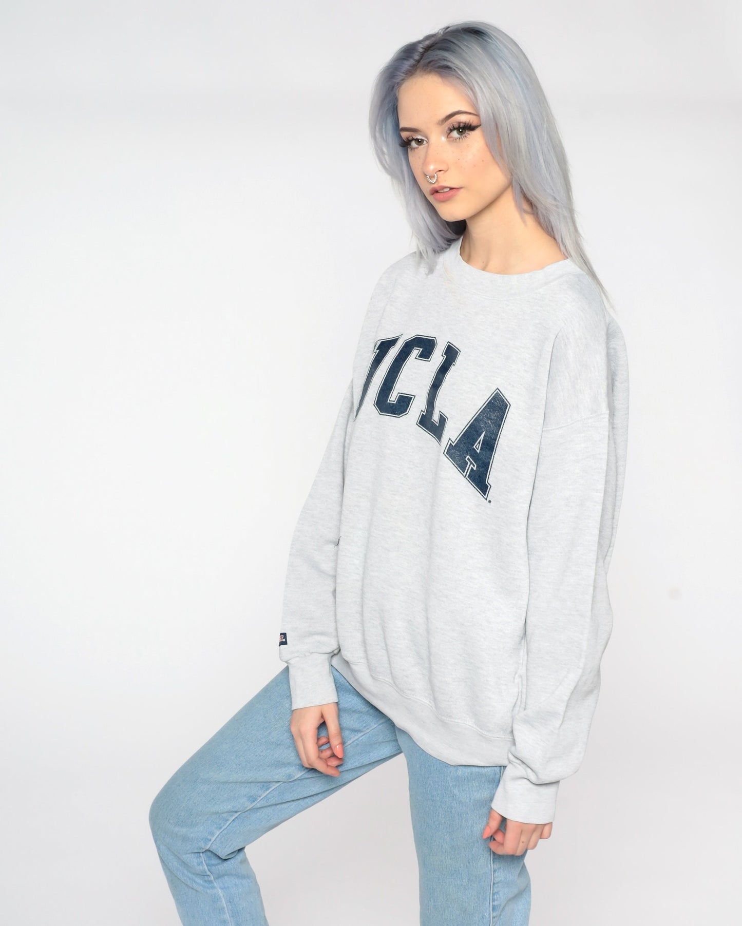 90s UCLA Los Angeles Graphic Sweatshirt Grey Jansport Crewneck Large