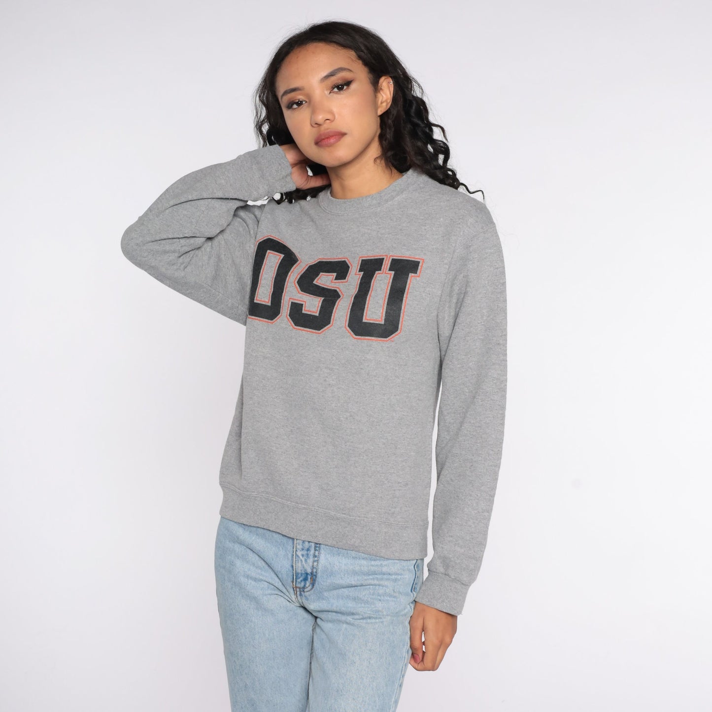 Y2K Oklahoma State University Sweatshirt Jerzees Grey Crewneck Small S