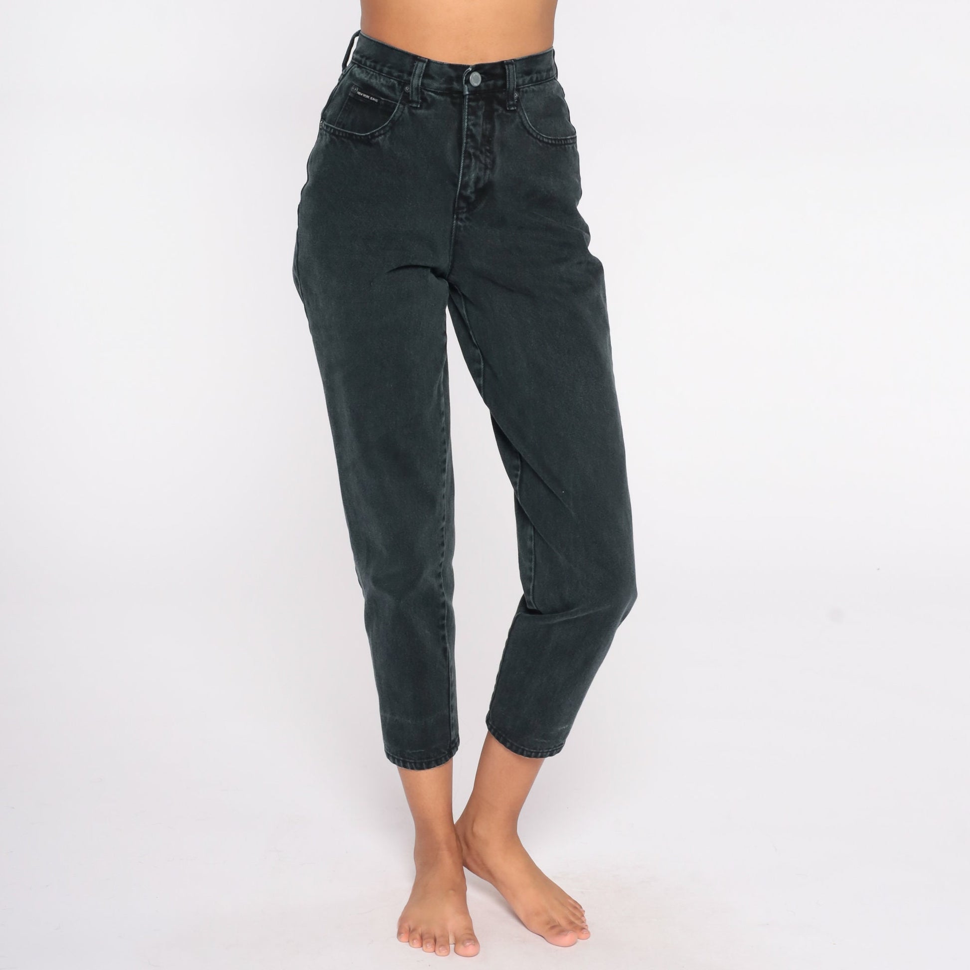 90s NY Jeans Black High Waist Tapered Denim Extra Small XS