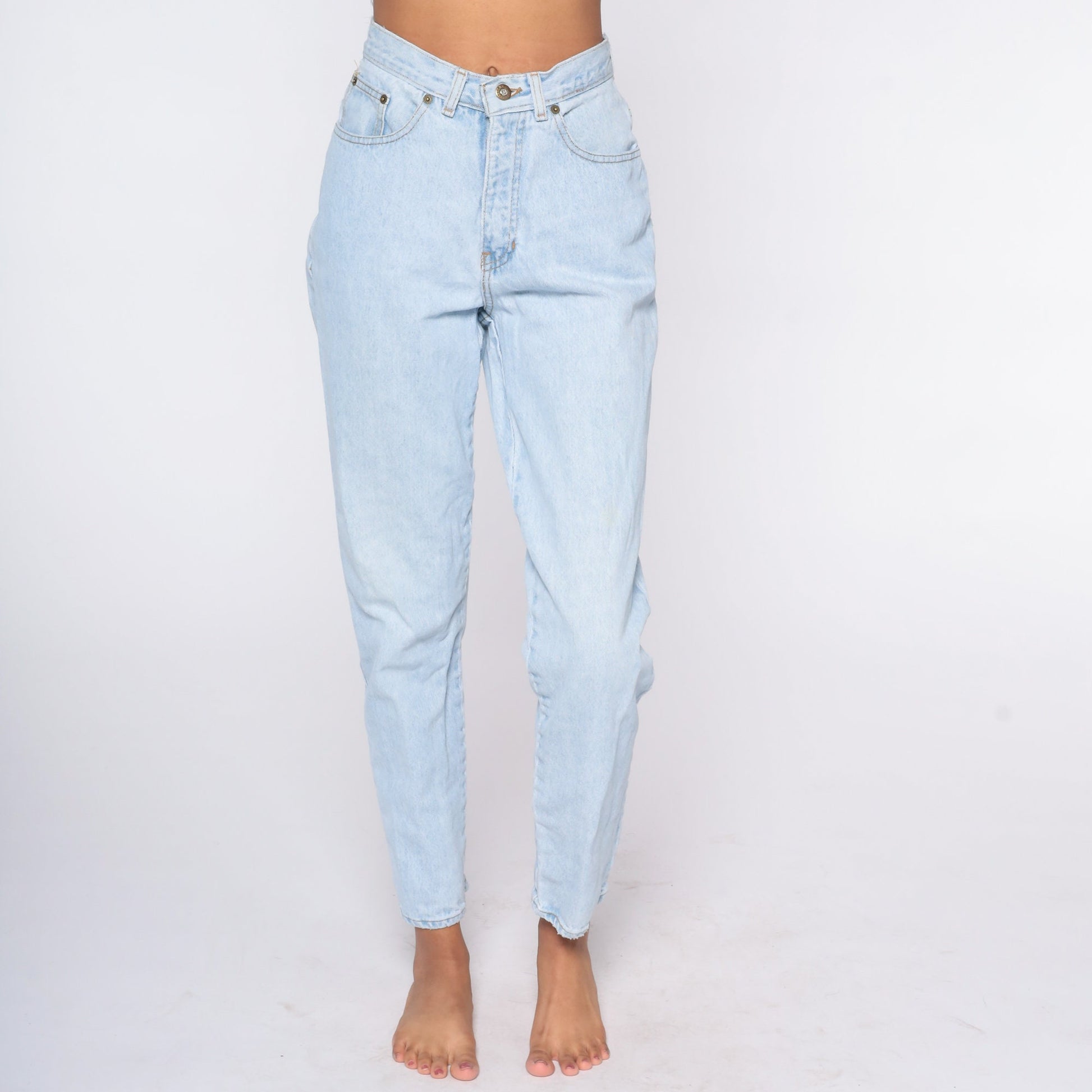 90s Express High Waist Tapered Jeans Blue Denim Small 27