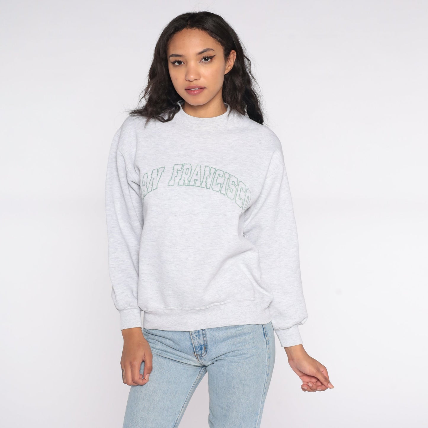 90s San Francisco Jerzees Sweatshirt Grey Crewneck Graphic Small
