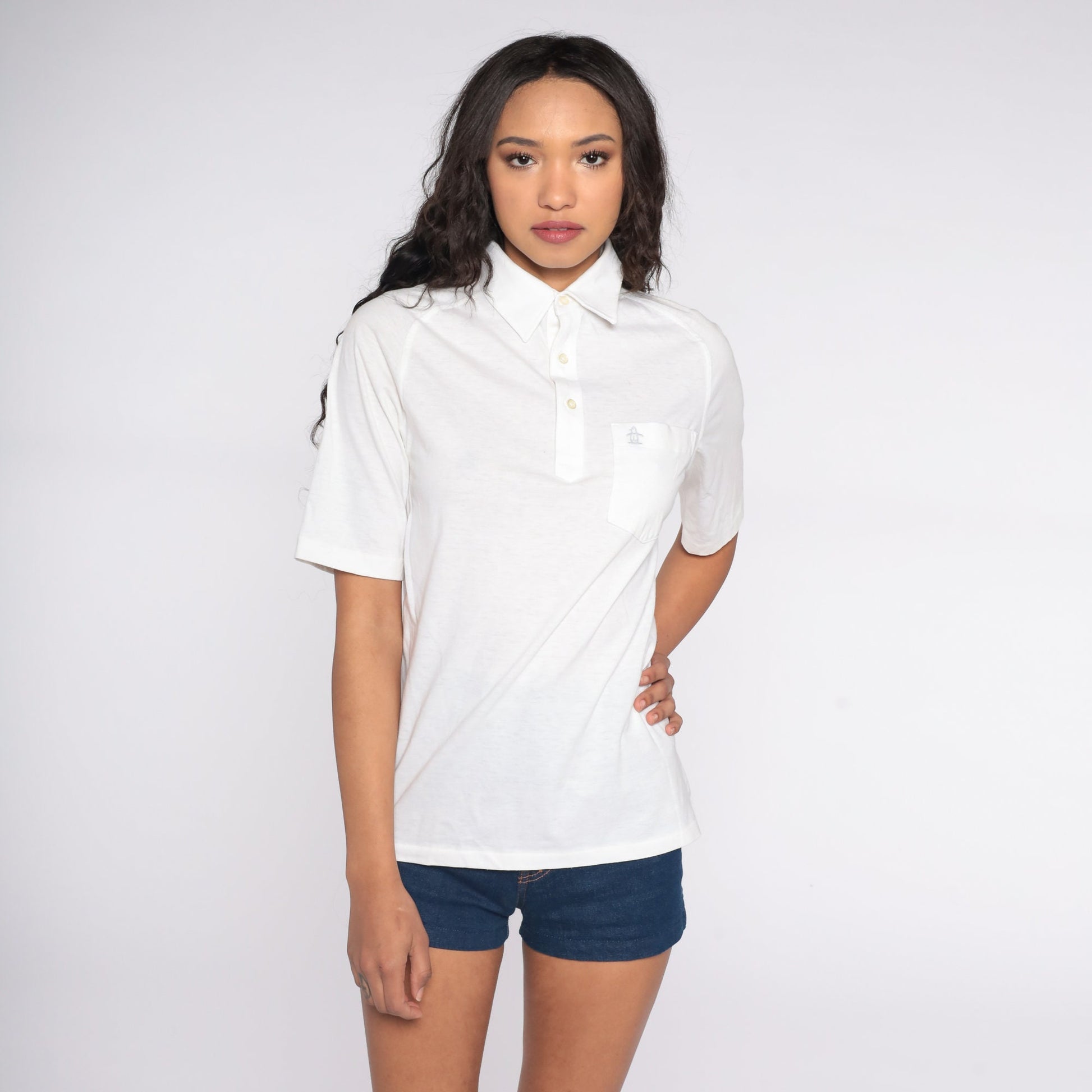 Munsingwear Penguin Polo Shirt White Grand Slam 80s Men's Medium