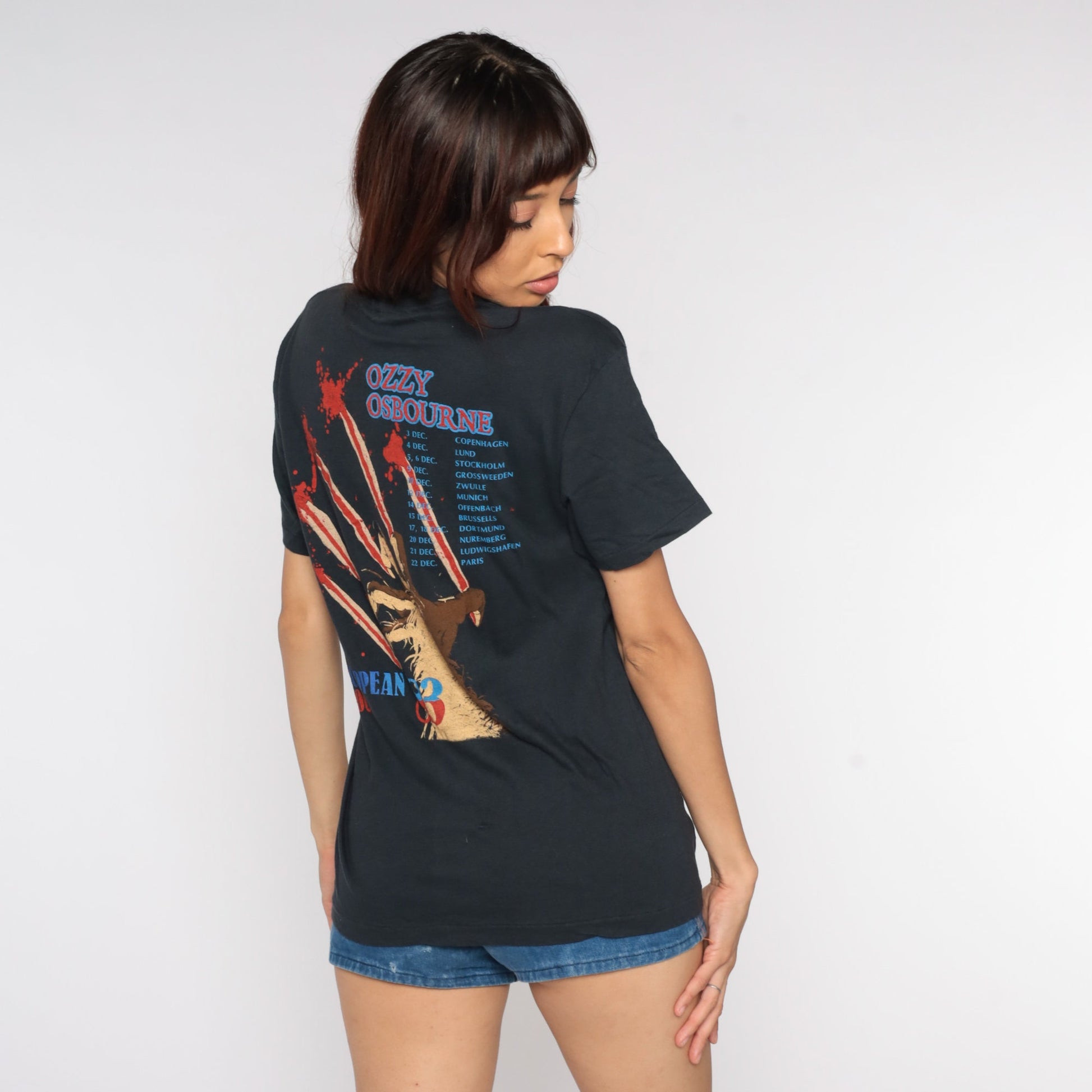1983 Ozzy Osbourne Bark At The Moon Tour T-Shirt Black Cotton Medium