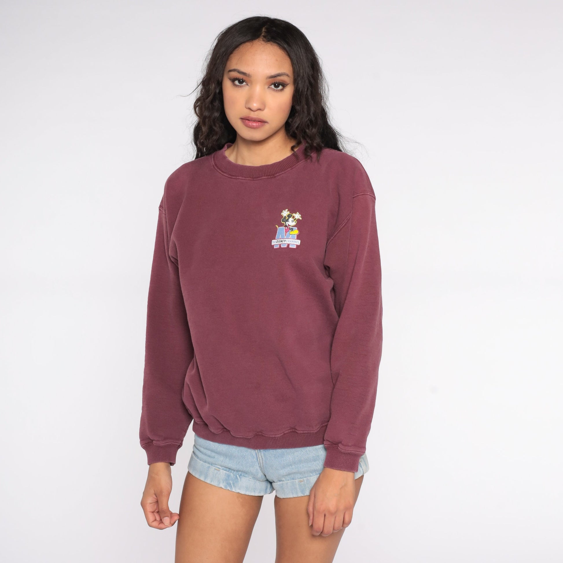 90s Mickey Mouse Disney Sweatshirt Burgundy Crewneck Medium