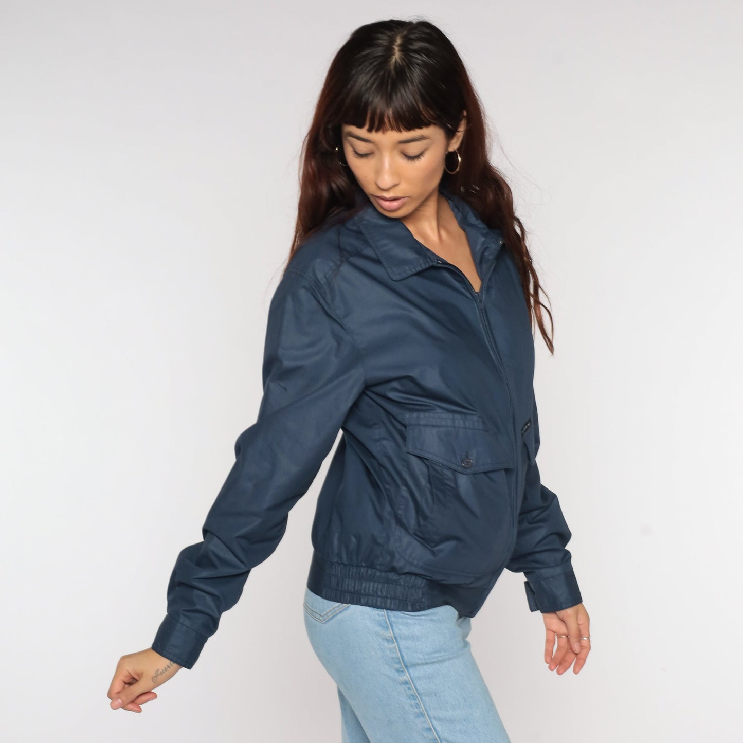 80s Members Only Jacket Navy Blue Windbreaker Cafe Racer Small