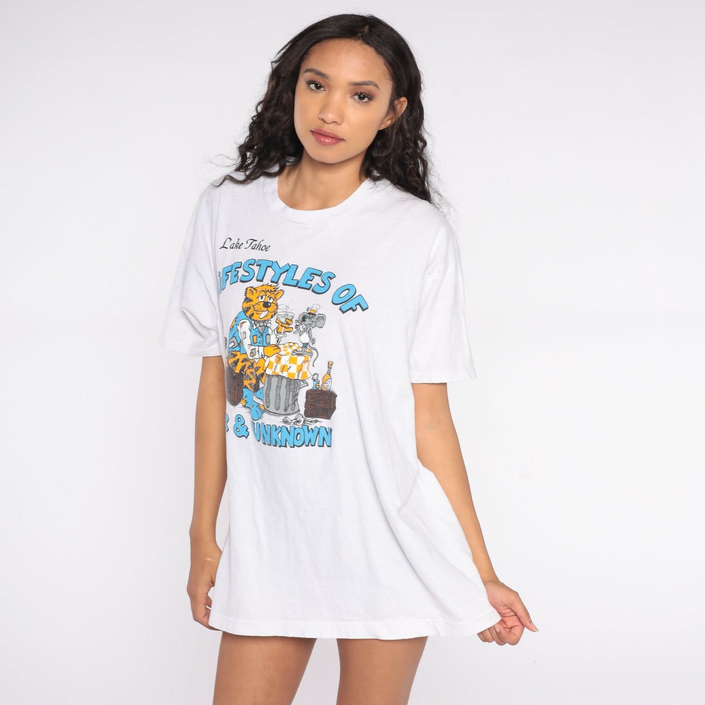 80s Lake Tahoe Cat Rat Graphic T-Shirt Lifestyles Poor Unknown XXL