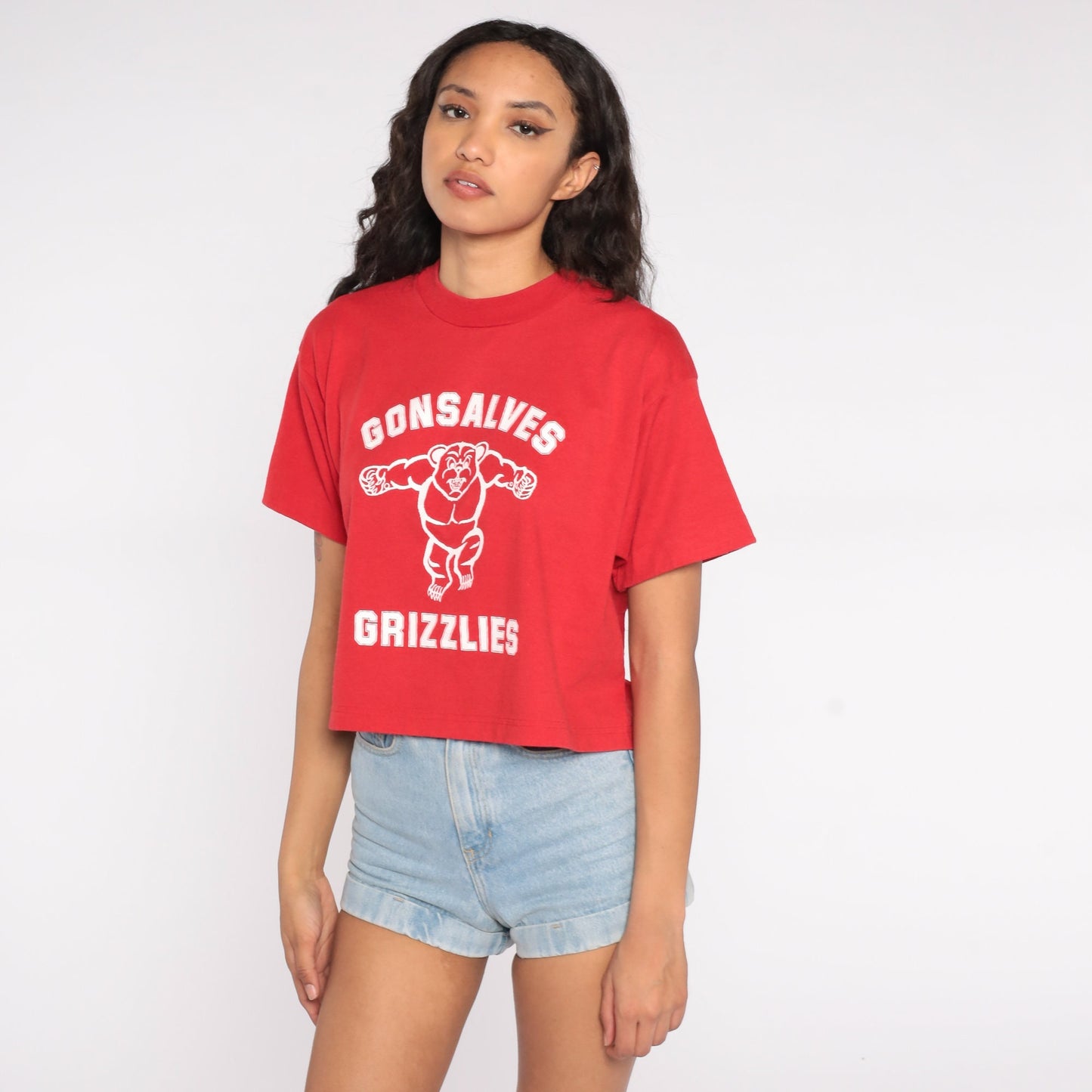 90s Gonsalves Grizzlies Graphic Tee Red Screen Stars Cerritos Elementary Large