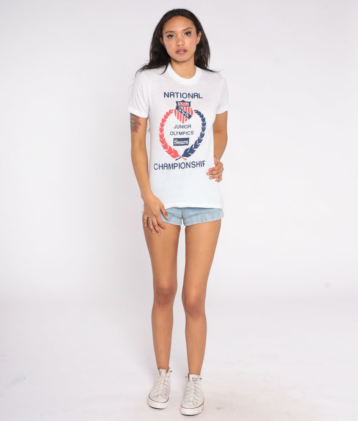 80s Sears Junior Olympics National Championship Graphic Tee White Single Stitch Small