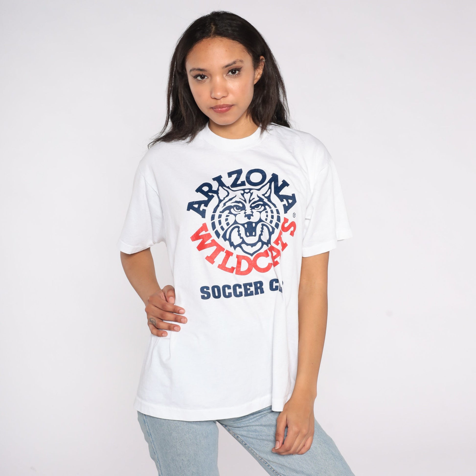 80s Arizona Wildcats University Graphic T-Shirt Screen Stars White Extra Large XL