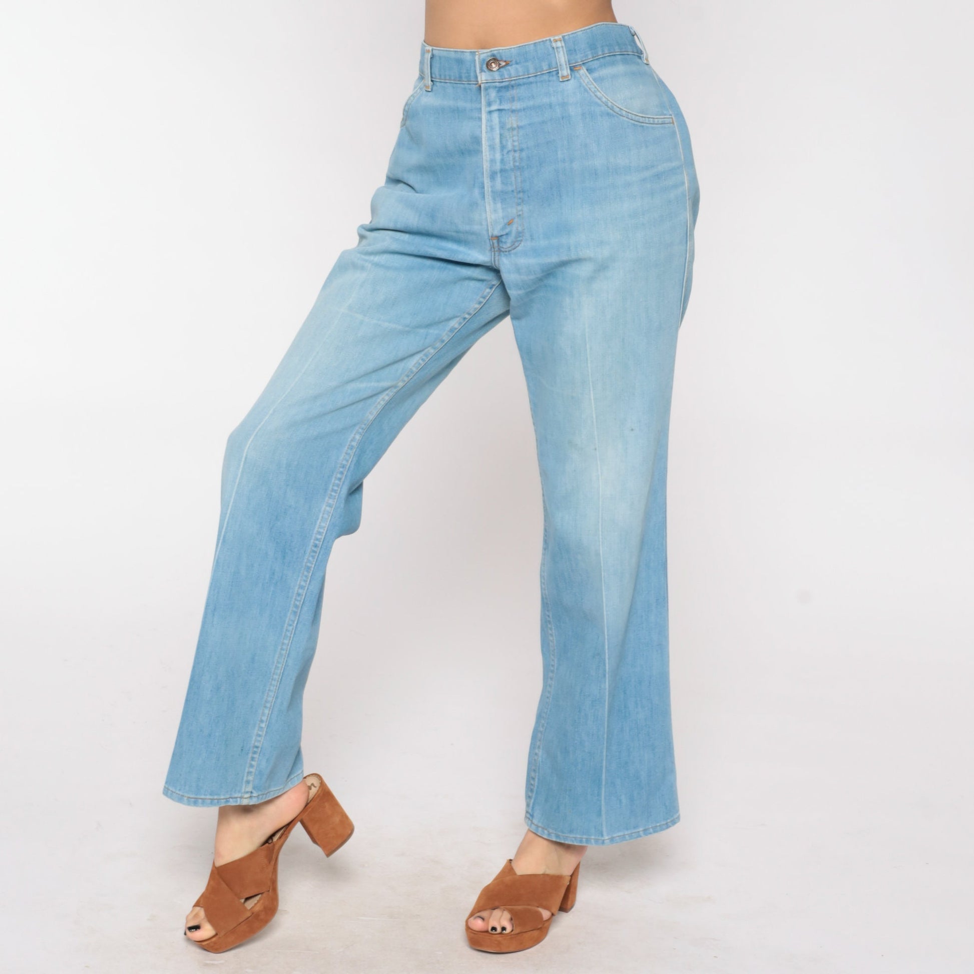 70s Levis Bell Bottom Jeans High Waist Blue Denim Flared 32