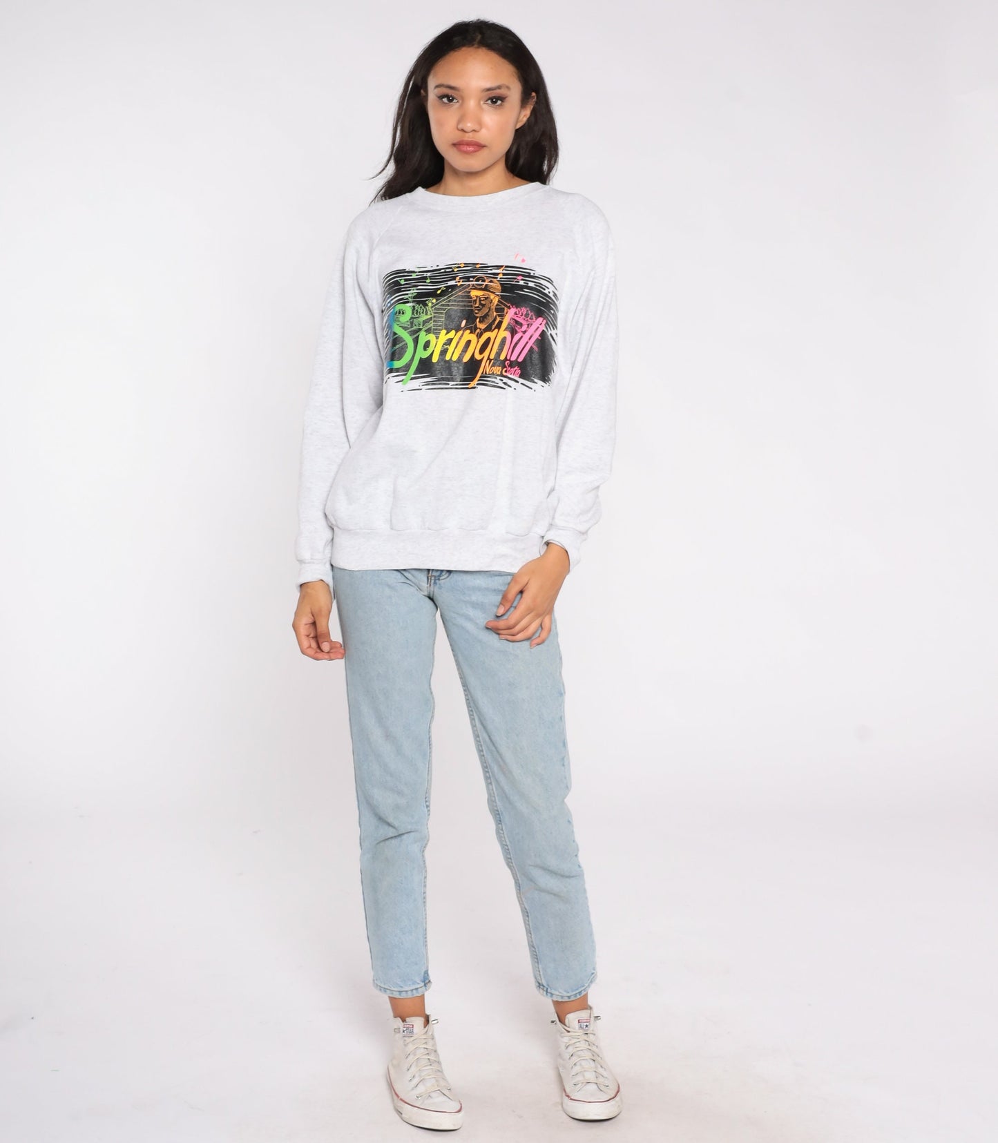 80s Springhill Nova Scotia Miner Neon Graphic Sweatshirt Extra Large
