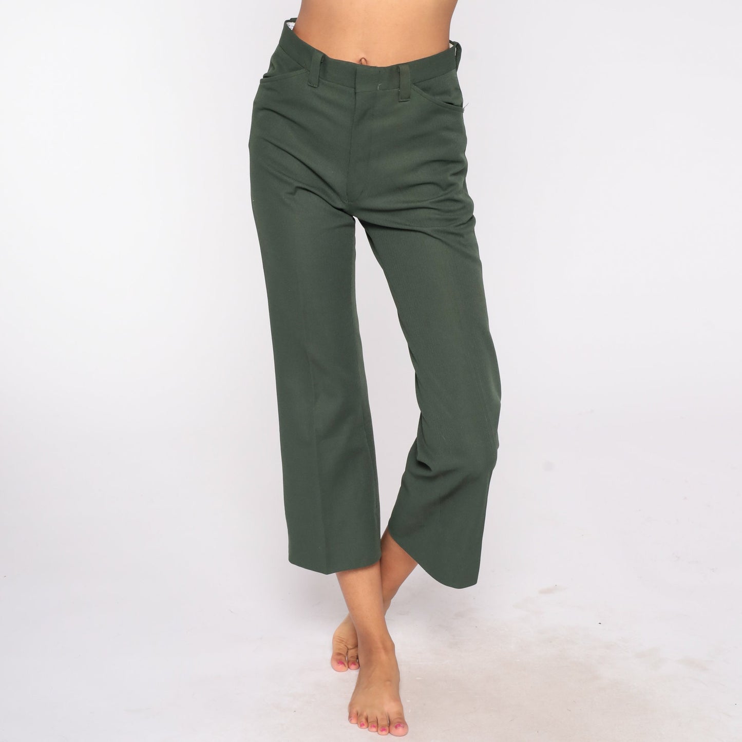 70s Green High-Rise Straight Leg Trousers Small