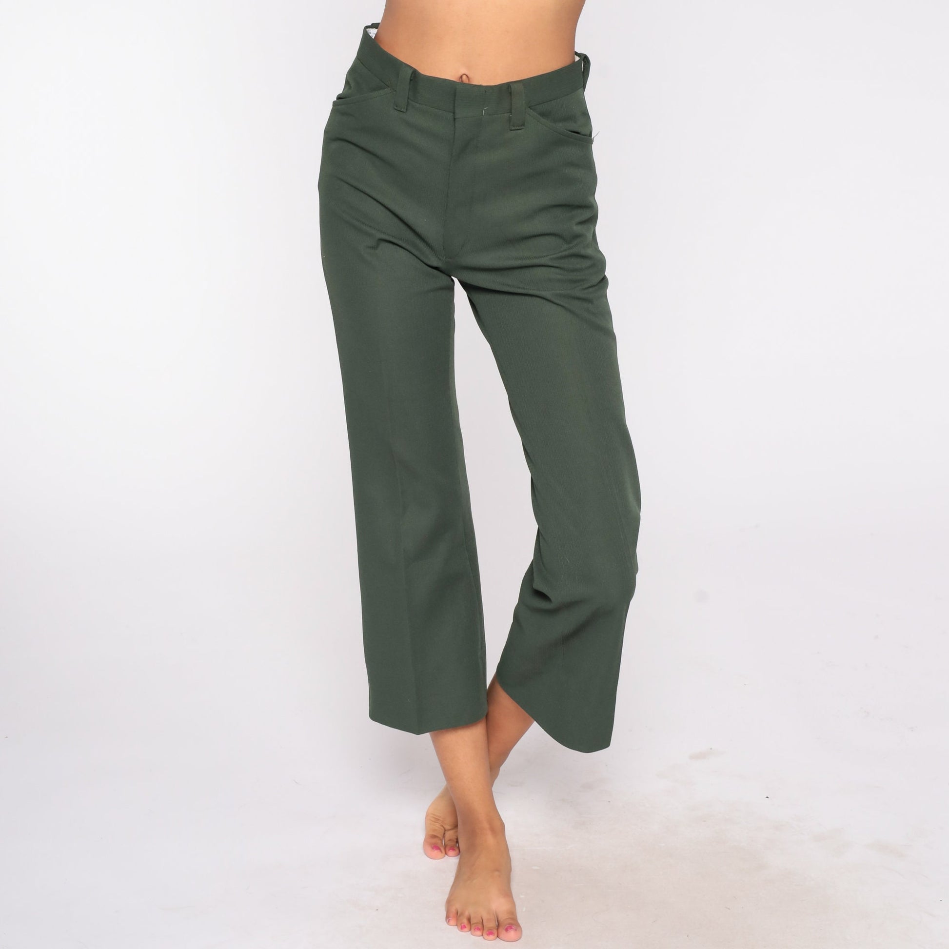 70s Green High-Rise Straight Leg Trousers Small
