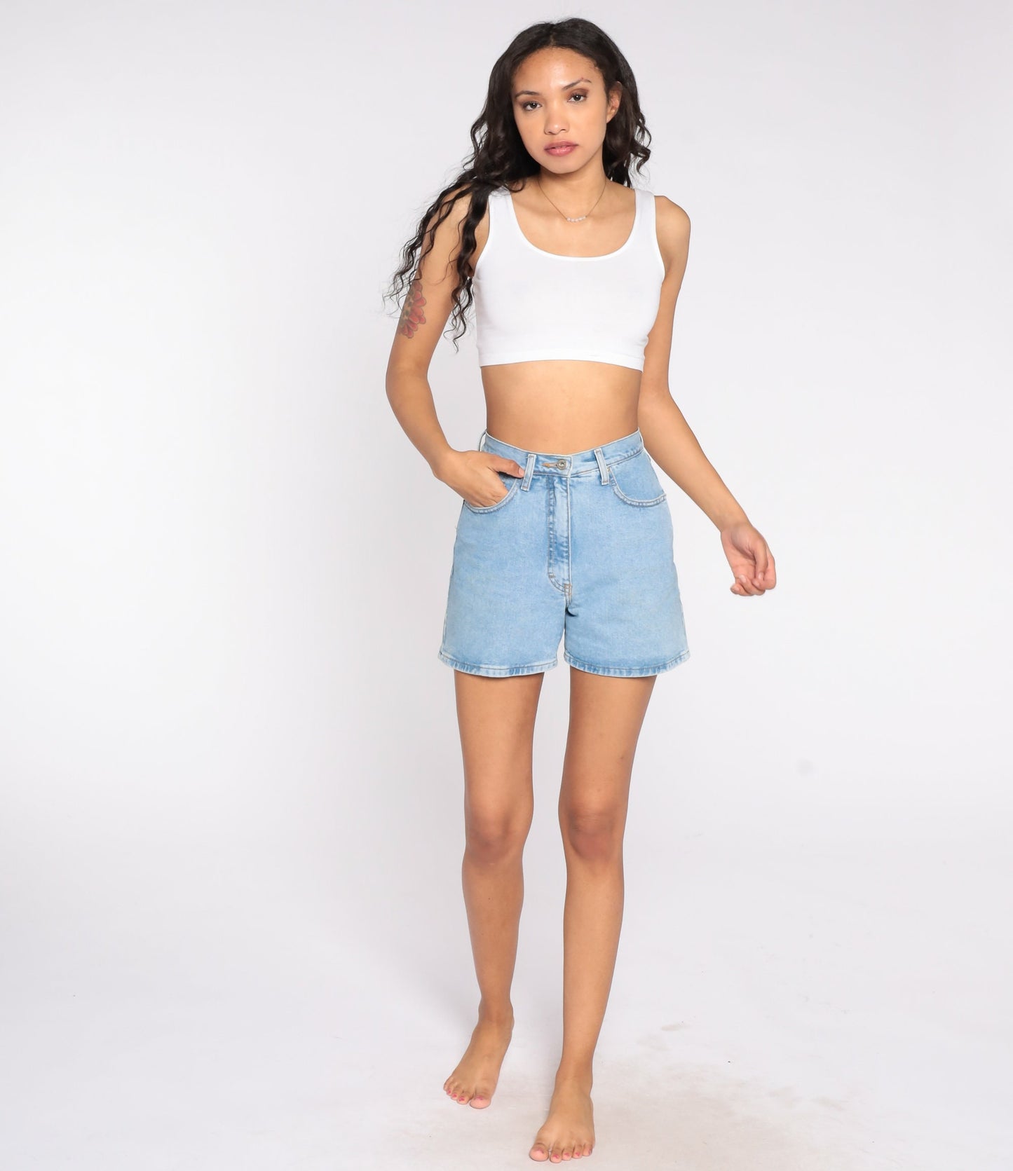 90s Ann Taylor High-Waisted Denim Shorts Blue Jean Extra Small