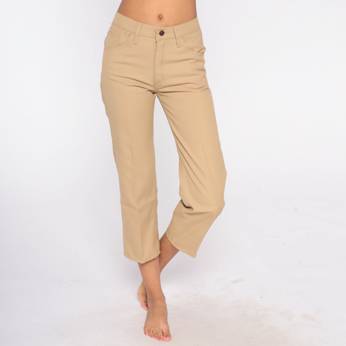 80s Tan High-Waisted Straight Leg Trousers Extra Small XS