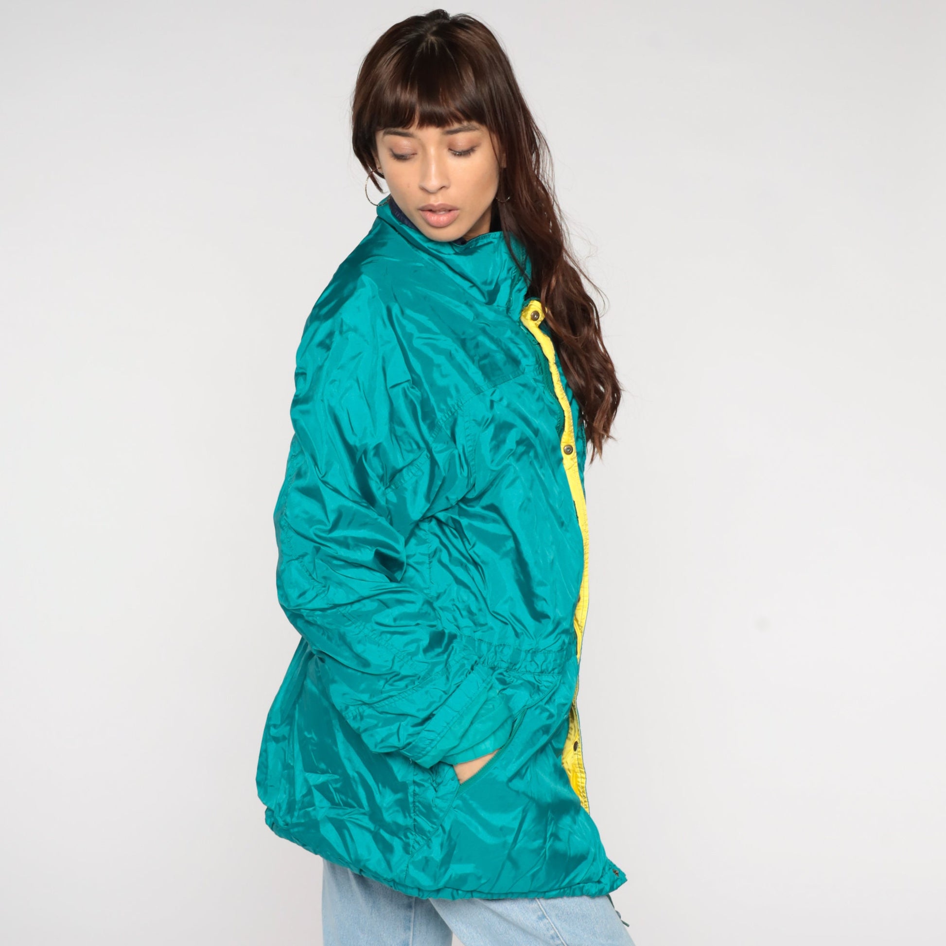 90s Eddie Bauer Teal Windbreaker Jacket Gortex Waterproof Men's Large