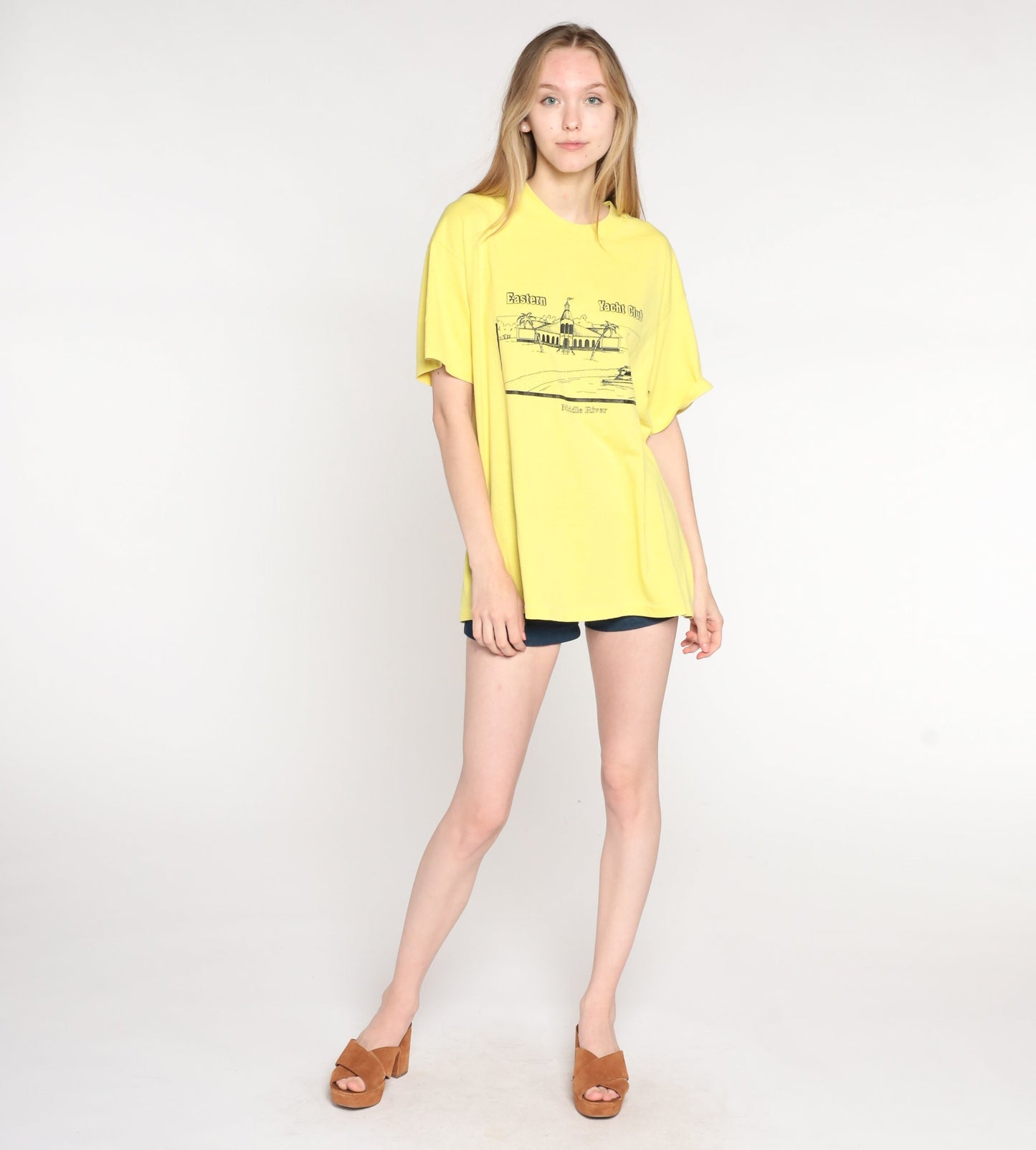 90s Eastern Yacht Club Essex Maryland Graphic T-Shirt Yellow Extra Large