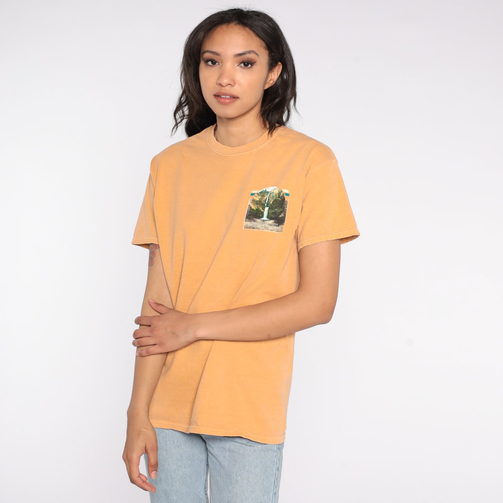 90s Multnomah Falls Oregon Graphic T-Shirt Cotton Tee Medium