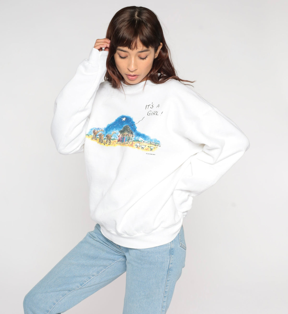00s Nativity "It's A Girl" Graphic Sweatshirt Crewneck Large