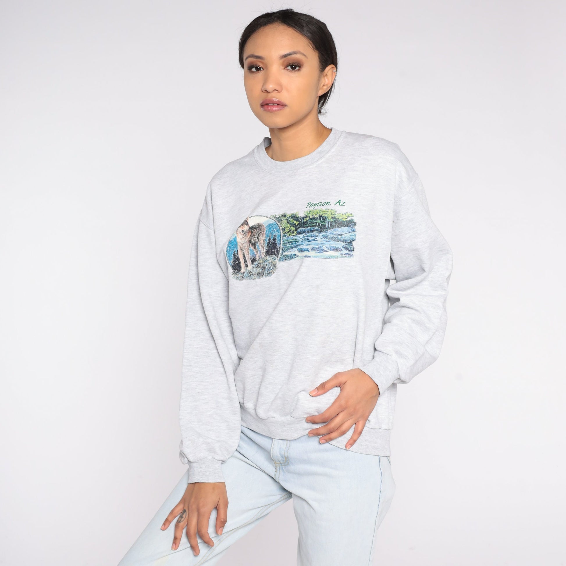 90s Payson Arizona Wolf Creek Graphic Sweatshirt Jerzees Medium