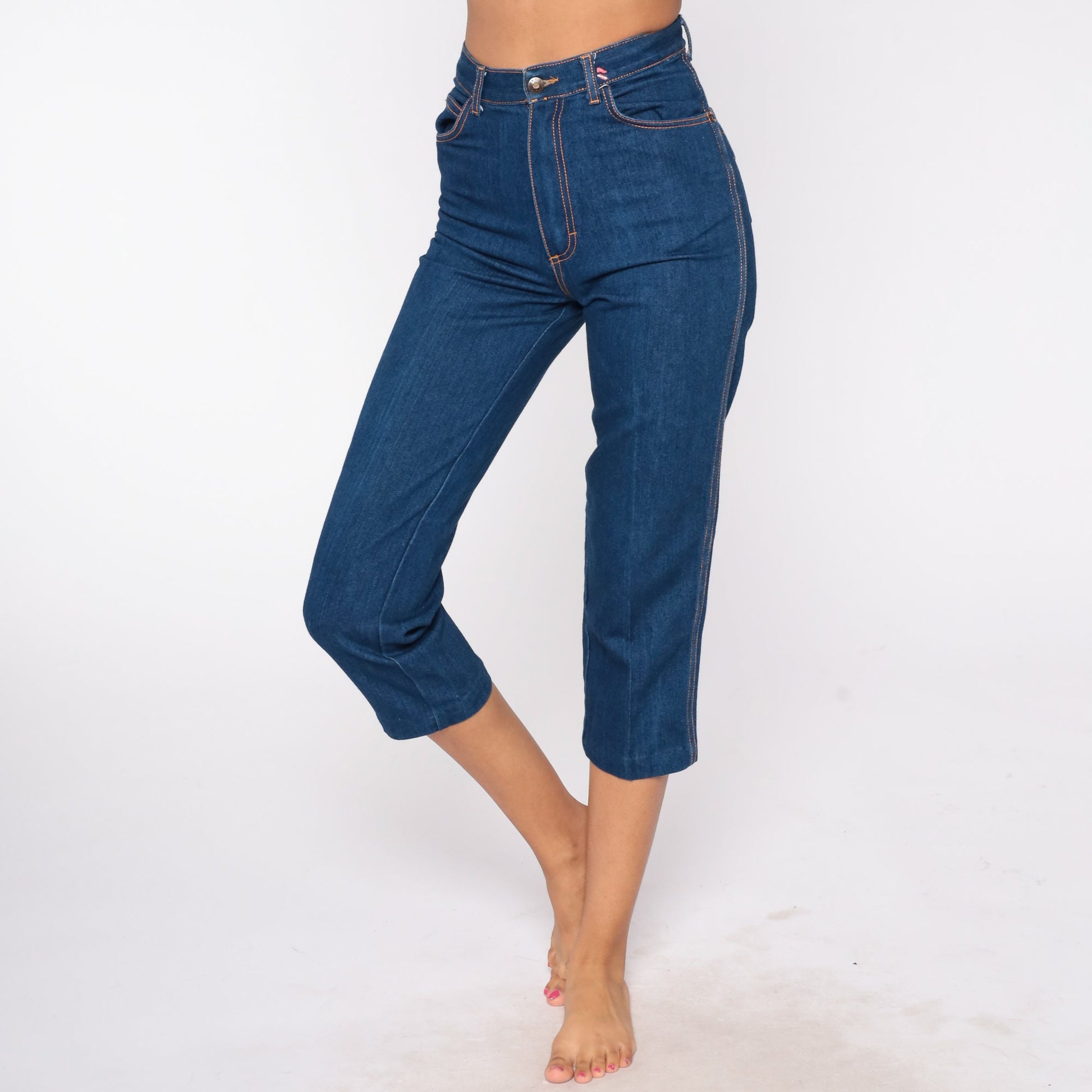 90s Gitano High Waisted Capri Jeans Dark Wash Denim Cropped Extra Small