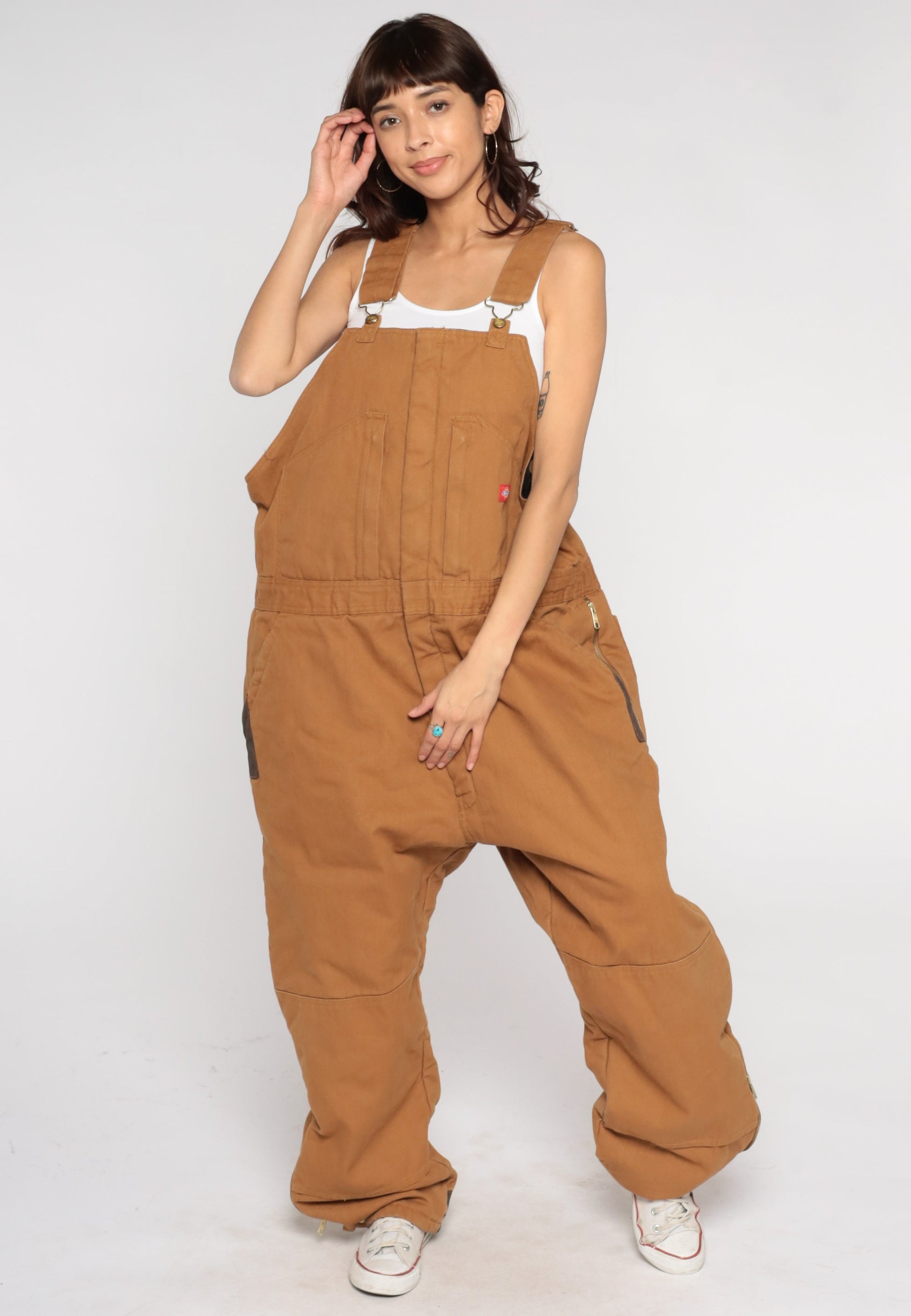 Dickies Quilted Insulated Workwear Overalls Brown Cotton Mens XXL