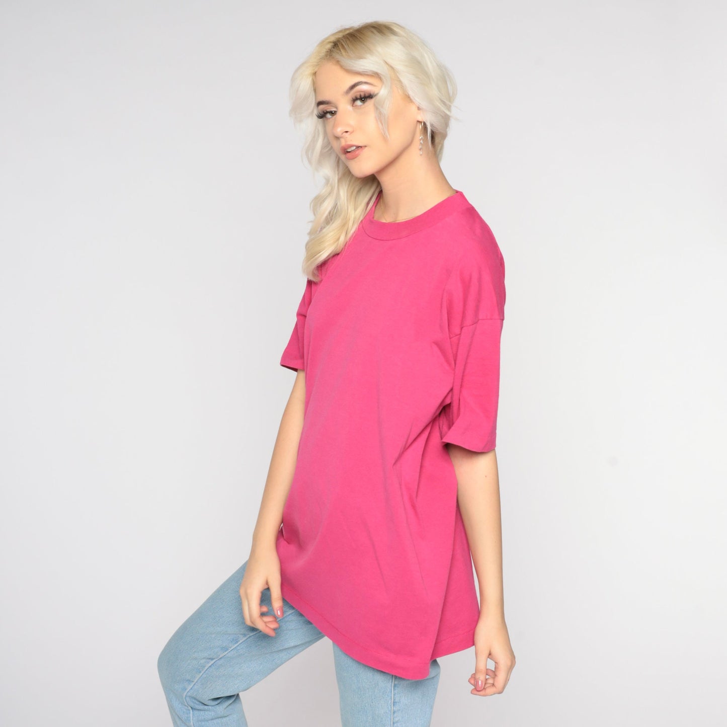 80s Fruit of the Loom Hot Pink Single Stitch T-Shirt Extra Large XL
