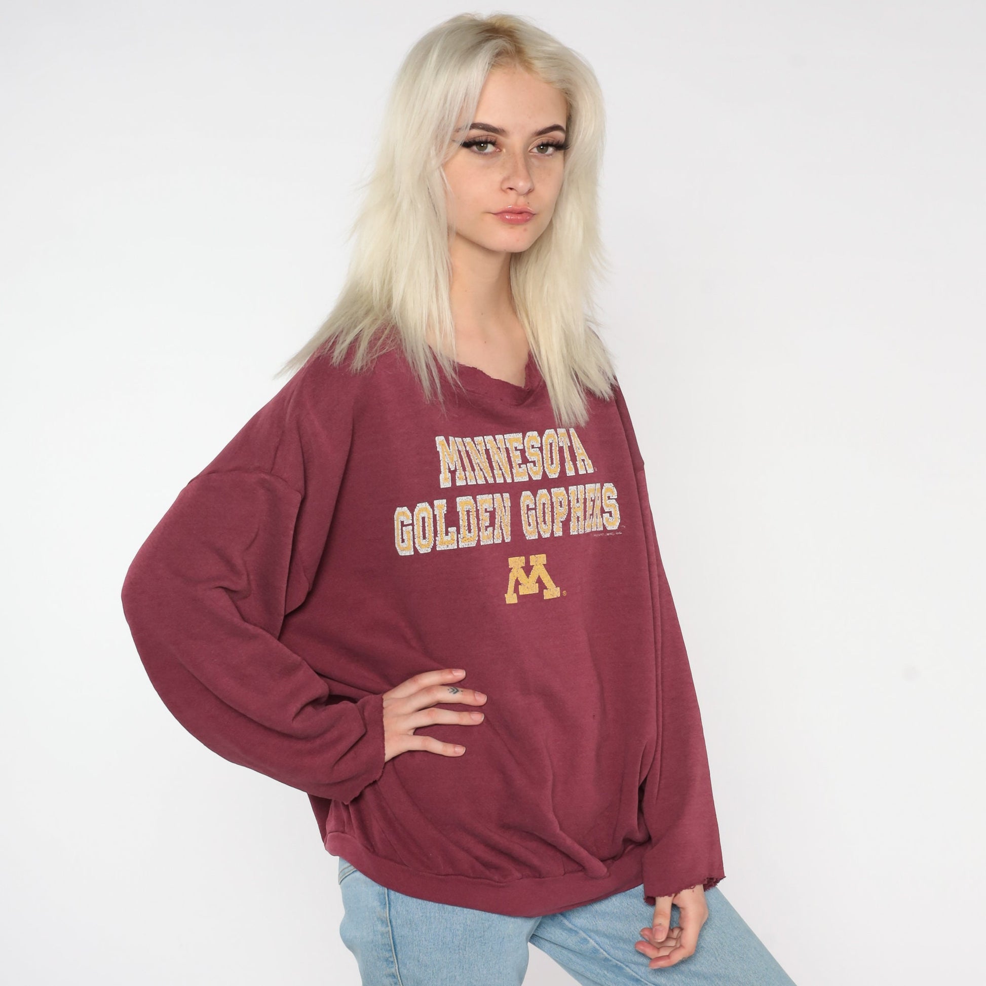 90s Minnesota Golden Gophers Sweatshirt Burgundy College Football Extra Large XXL