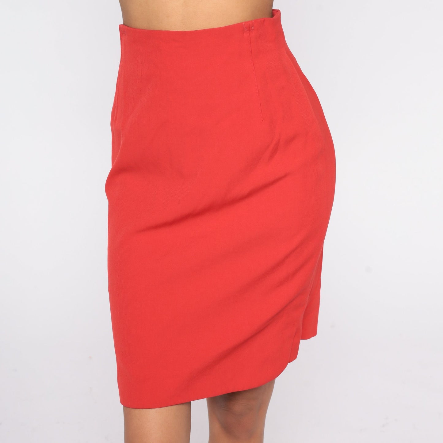 Y2K Escada Red Wool Pencil Skirt High Waist Mini Small S